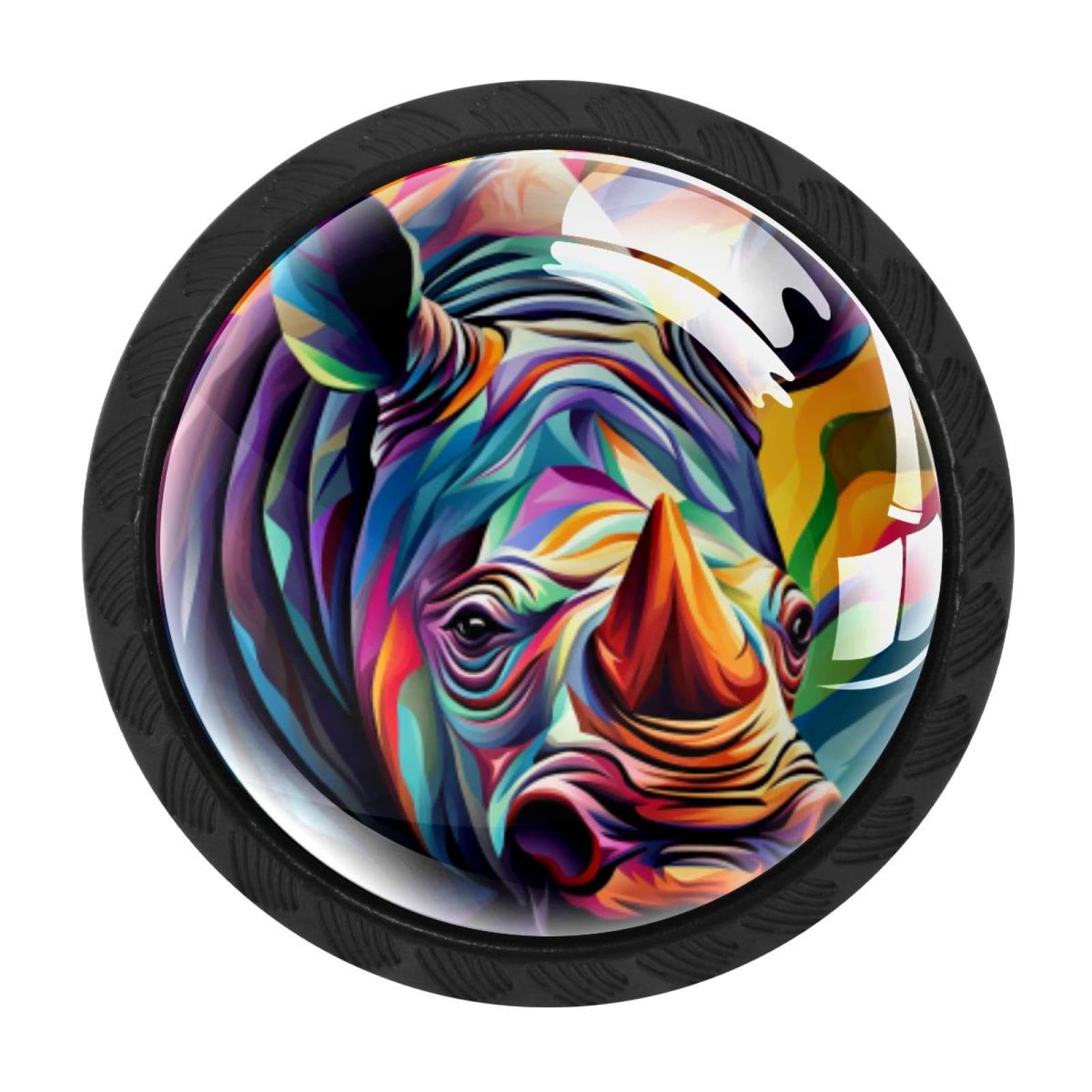 CHENZZZZ 4 Pieces Rhinoceros Drawer Knobs, 35mm Black Cabinet Knobs, Drawer Pulls and Knobs, Dresser Drawer Knobs, Cabinet Hardware Kitchen Cabinet Knobs