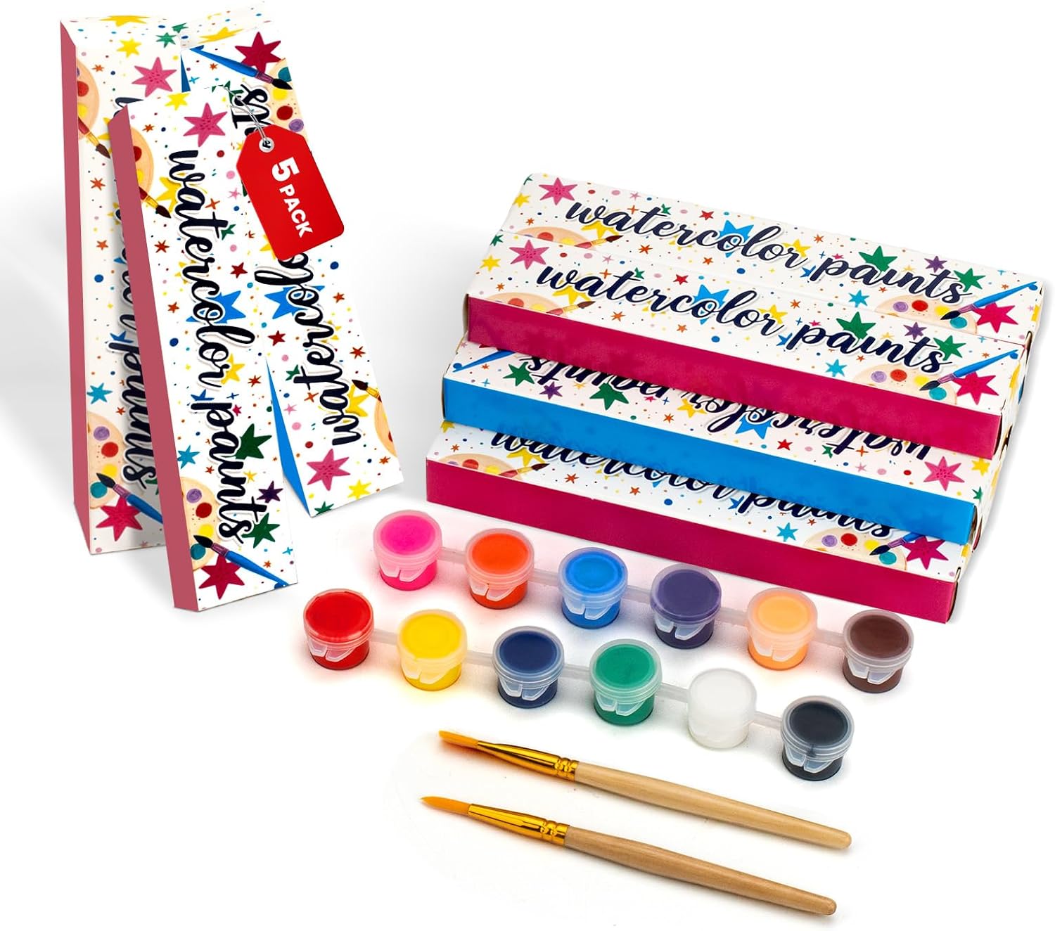 15 Pack Acrylic Paint Kits with Brushes & Palette, 12 Colors Paints Strips, Art and Crafts, Classroom Party Favors Painting Tools, Gift for Kids (15, 12 colors paint&brush&palette)