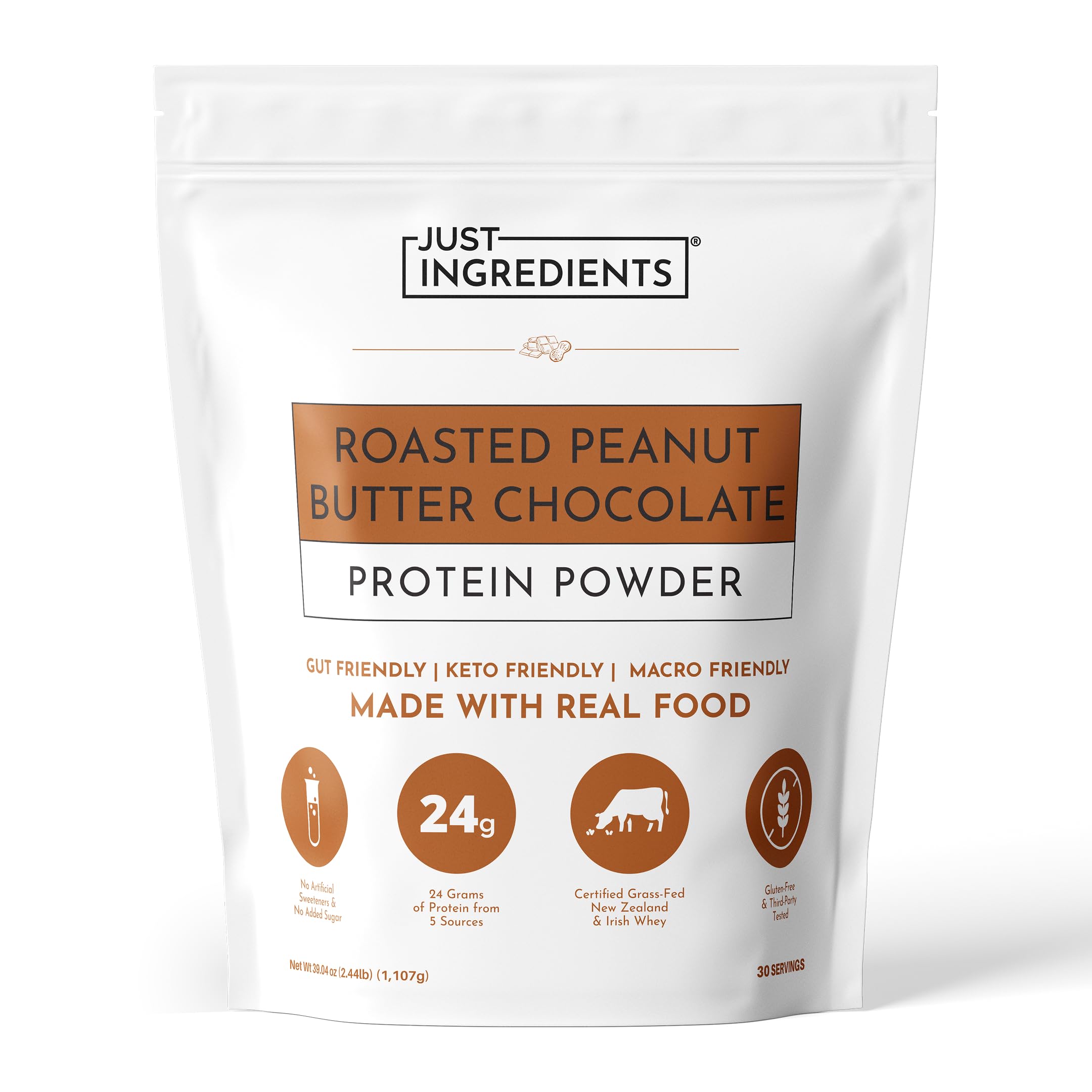JUST INGREDIENTS Peanut Butter Choc Protein Powder - Whey Protein - 15 Serv — Amazon image 8