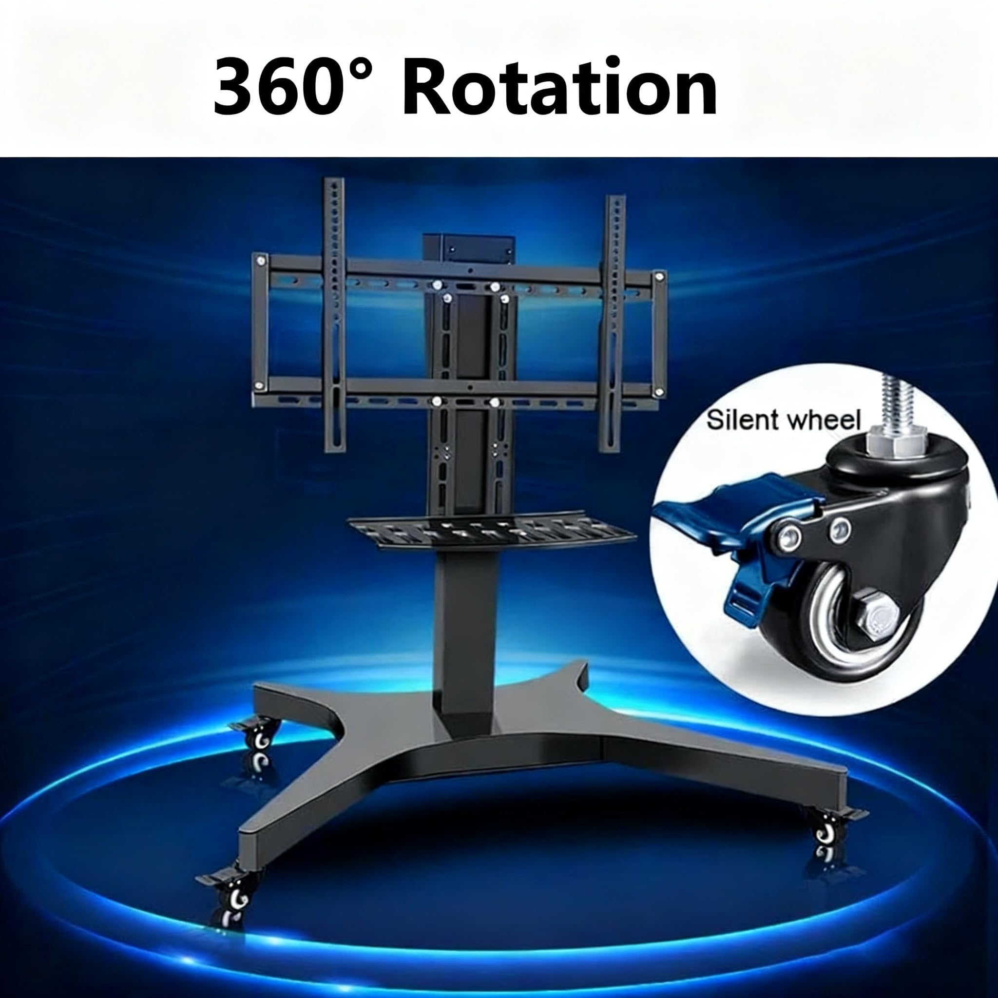 Soporte eléctrico para TV móvil de Altura Ajustable con Ruedas, Soporte de Suelo para TV LCD, Elevador telescópico con elevación automática, función de Memoria de Altura de 3 Niveles, Soporte rodante
