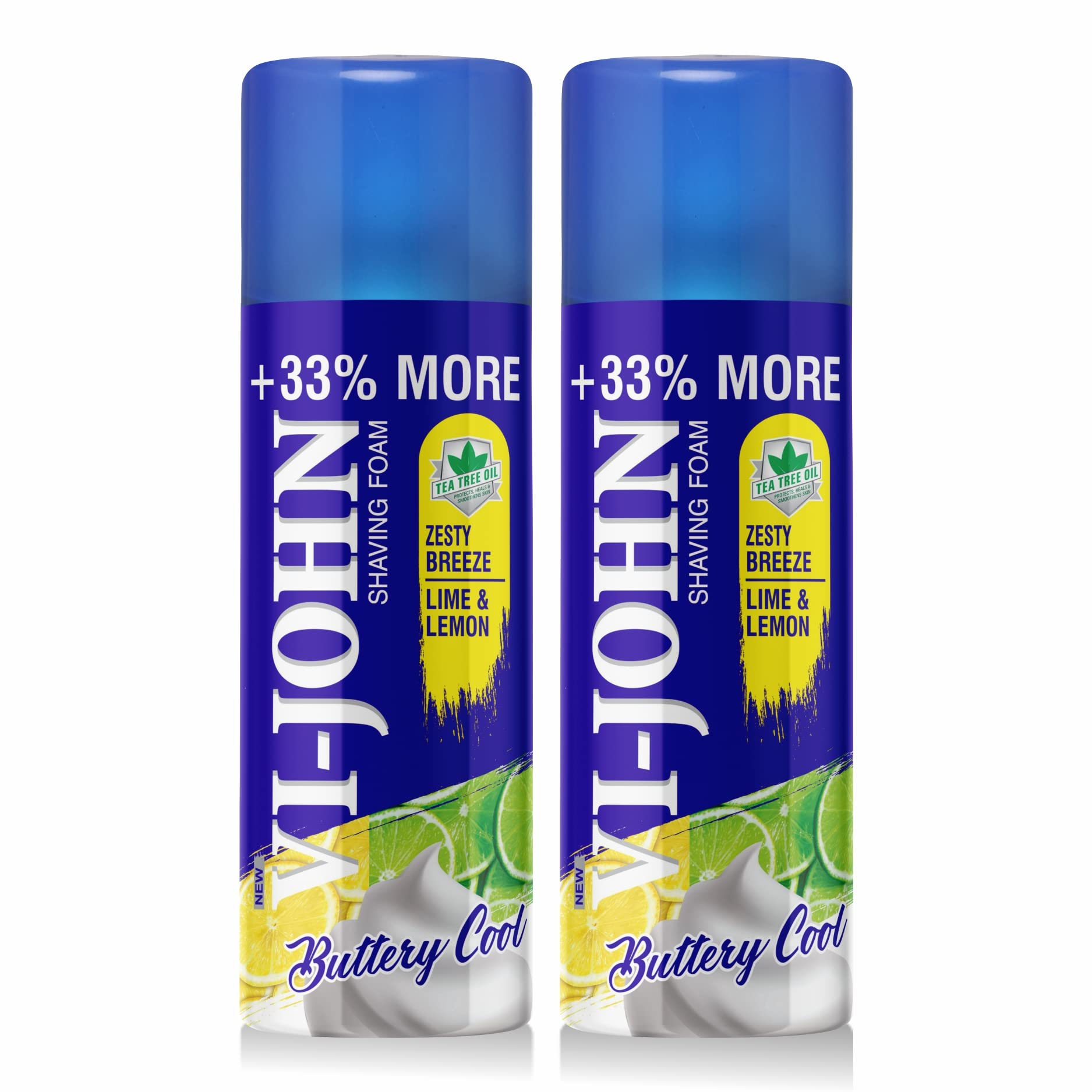 VI- JOHN Shaving Foam For Men, Lime & Lemon Shaving Foam With Goodness of Nature, Tea Tree Oil, Vitamin E Enriched and Anti- Bacterial Formula (400gm Each- Pack of 2) (B09CZ49Y8G) Amazon Price History, Amazon Price Tracker
