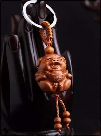 Betterdecor Feng shui Chinese Zodiac Pig Key Ring Key Chain for success and wealth luck