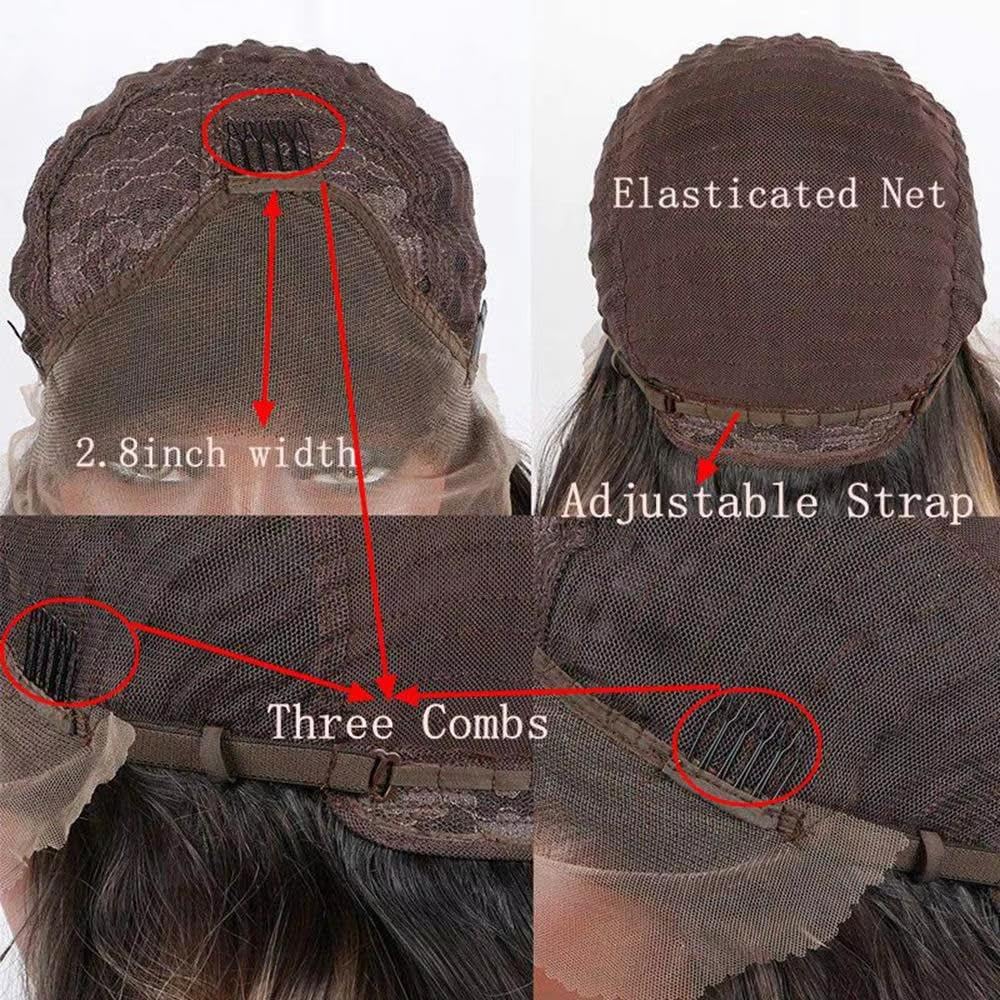 Haarpflege 24 Zoll Schwarze Doppelgeflecht-Mittelteil-Lace-Front-Perücke Für Frauen Hitzebeständige Faser