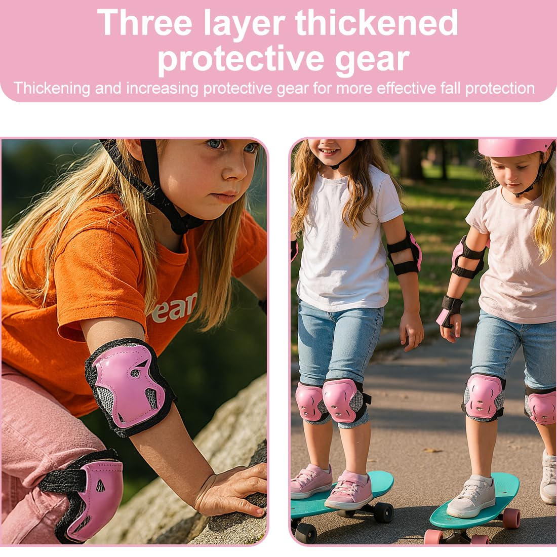 IKOPFLN Ensemble de 6 pièces Protection Roller Enfant Fille - Genouillères - Protection Skateboard Enfant Scooter Inline Skate - 5