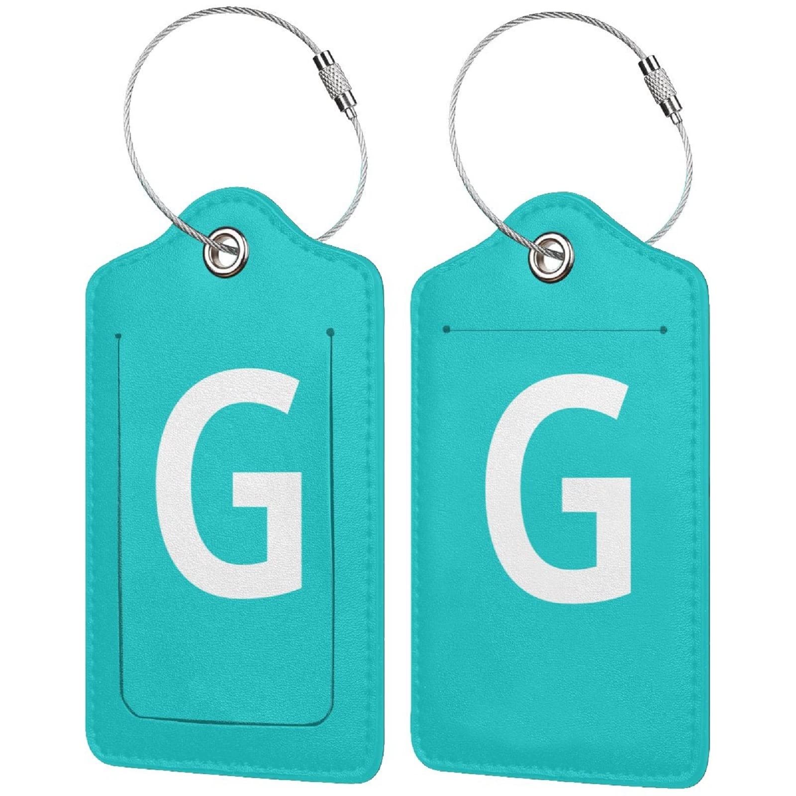 Initial Luggage Tags for Suitcases Tags Identifiers Leather G Travel Tag for Luggage ID Labels Privacy Cover Backpack Baggage and Rucksack Stainless