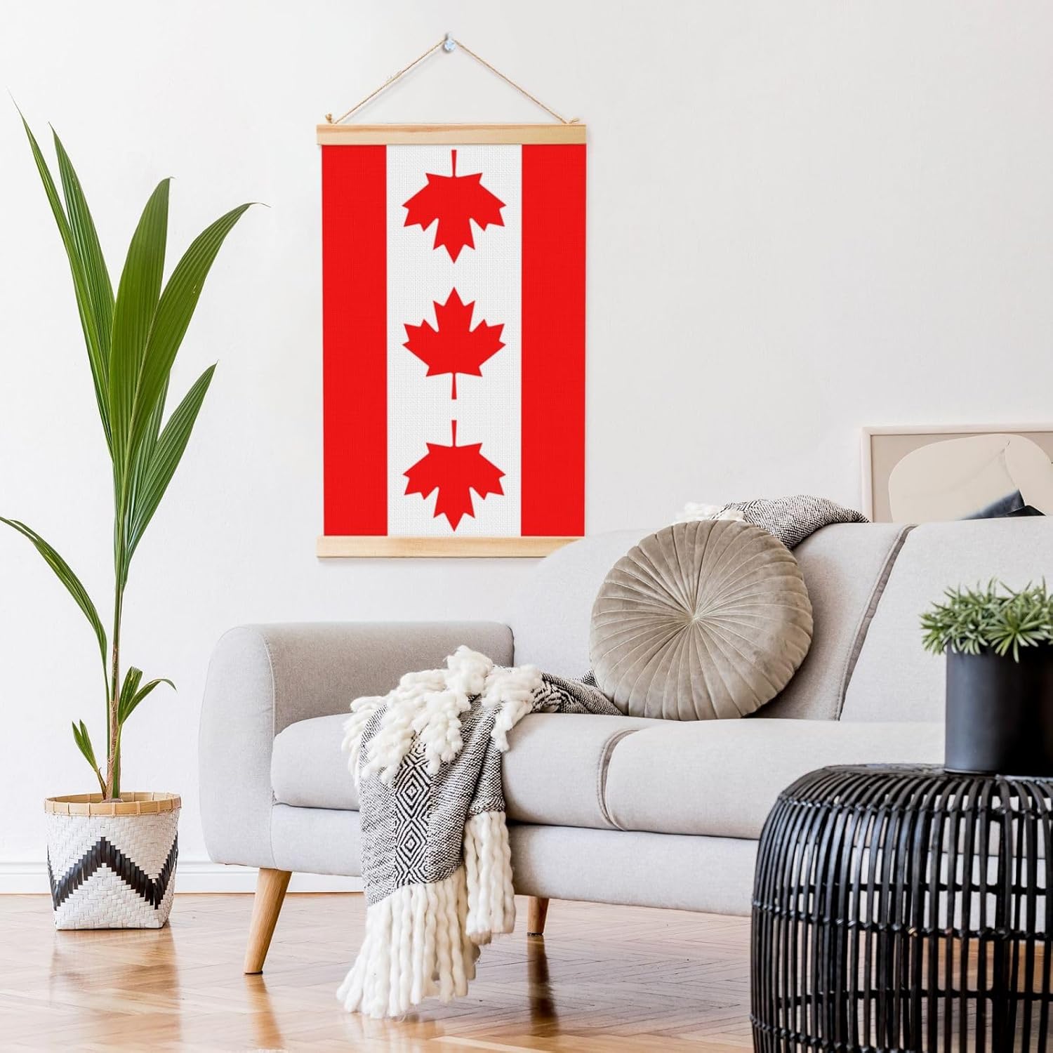 Canadian Flag Print Poster Hanger,Hanging Poster, Poster Frame,Wood Poster Hanger, For Wall Hanging