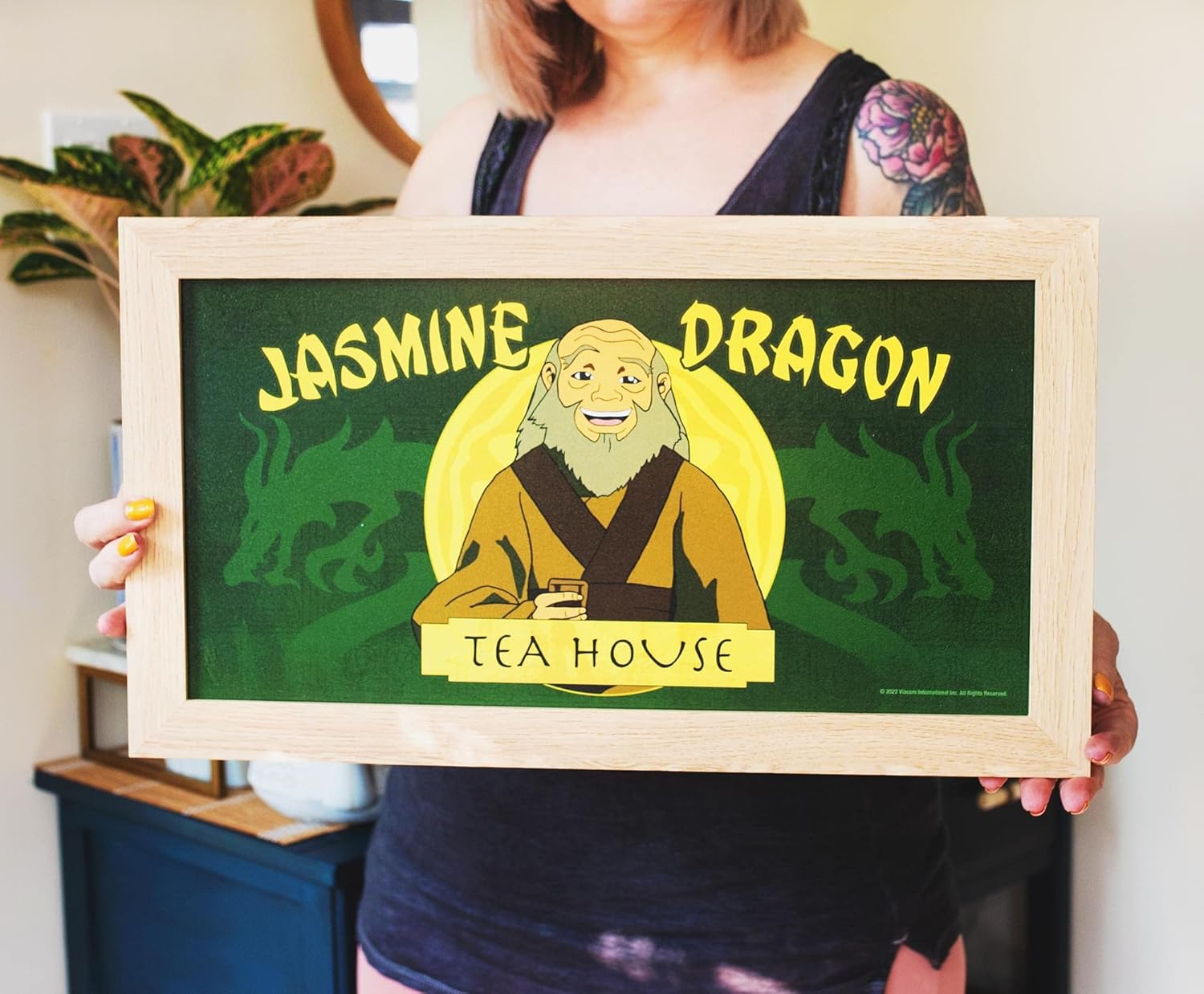 Avatar: The Last Airbender Uncle Iroh's Jasmine Dragon Tea House Hanging Sign Gel Coat Framed Wall Art Print