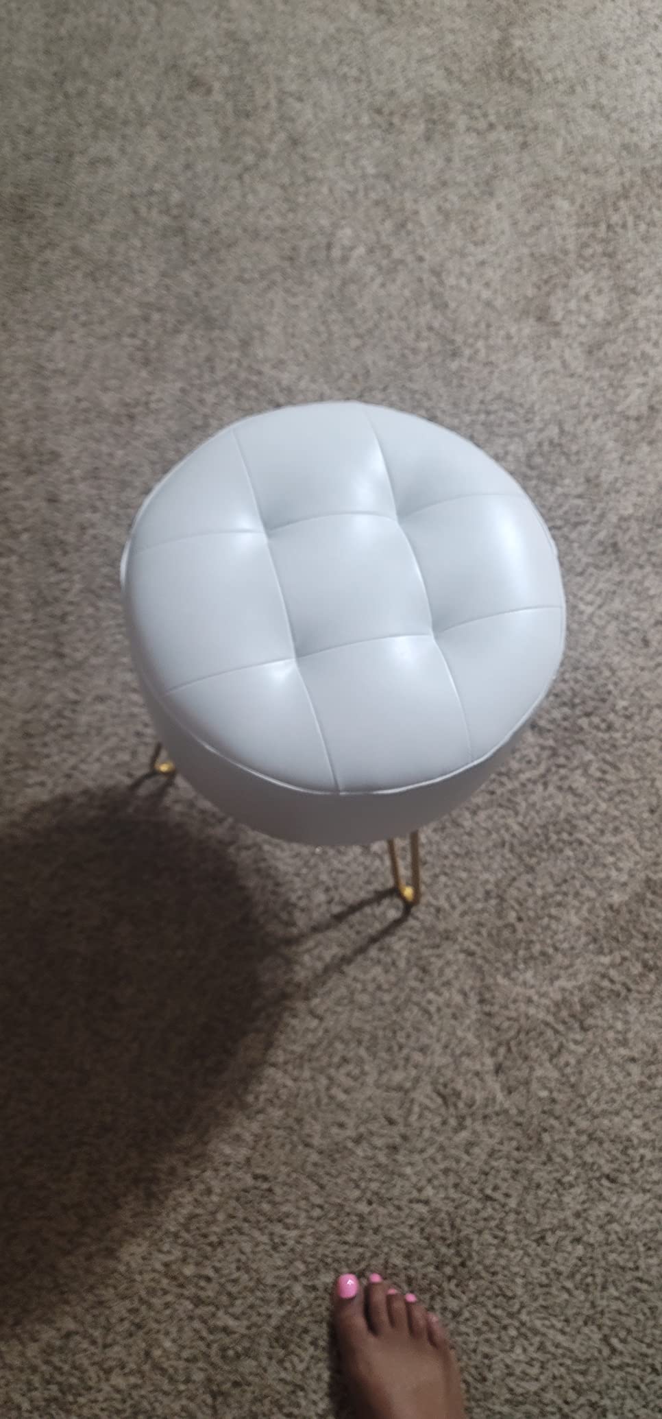 8/mo Finance COSTASKF Faux Leather Round Vanity Ottoman with Metal