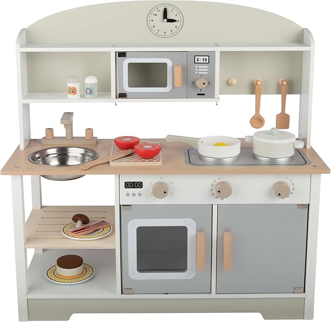 Hey! Play! Kids Kitchen Playset - Wooden Toy Kitchen