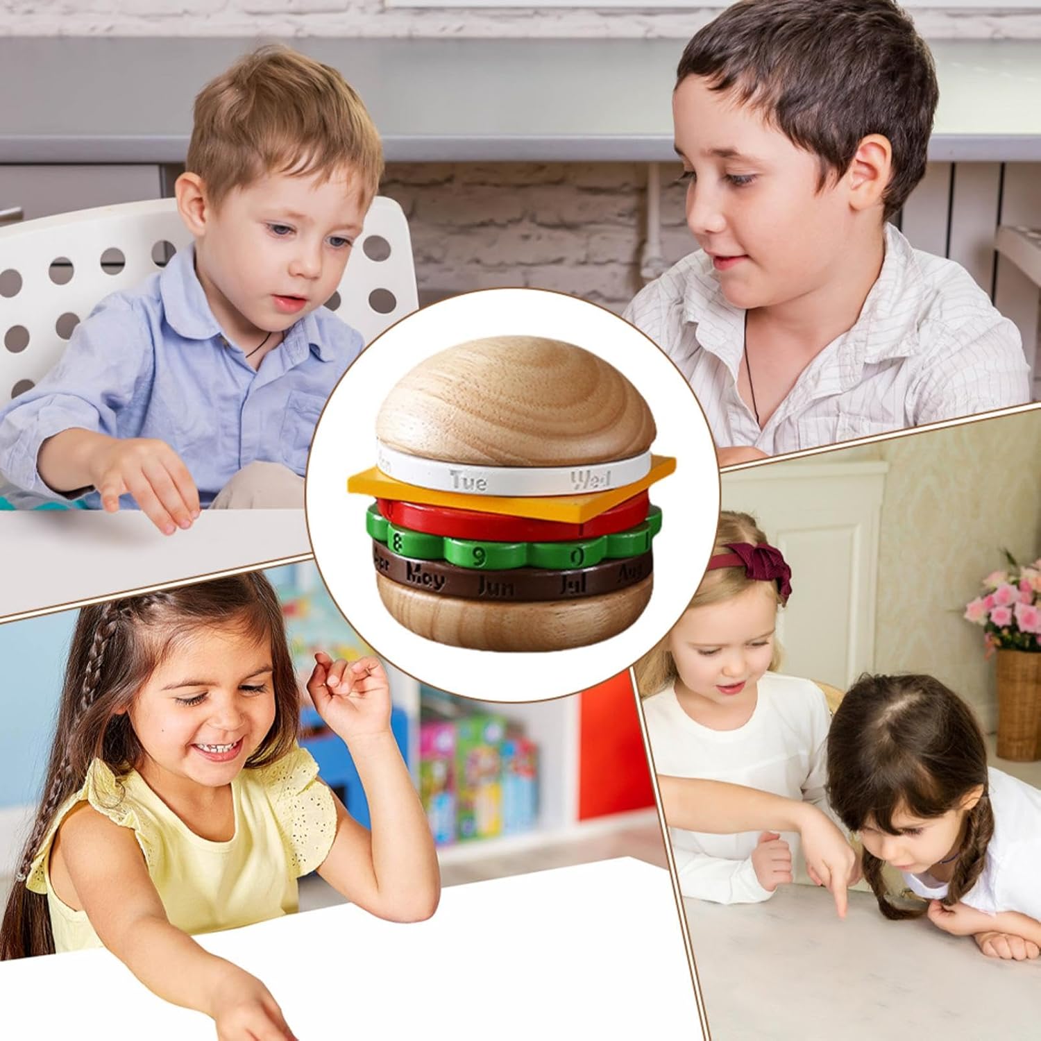 木製卓上カレンダー、ハンブルク回転卓上木製カレンダー - 滑らかな回転機構卓上卓上カレンダー装飾、ベッドサイド、棚、窓辺、机用