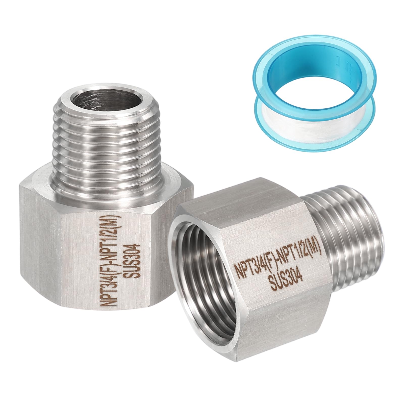 Accesorio de tubería PATIKIL de acero 304 con adaptador hexagonal H 3/4" a M 1/2" NPT