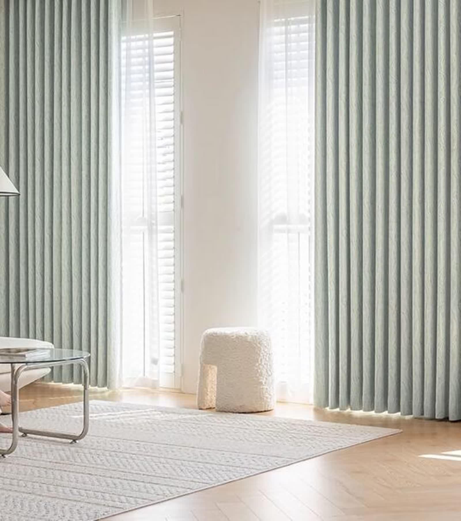 Rideaux Fenetre Chambre Vert Clair, Occultant Rideau Fenetre Moderne Lot de 2 Chenille Couleur Unie LxH 96x214cm