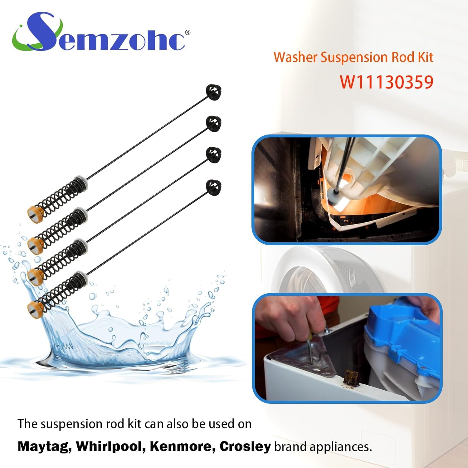 WTW7000DW1 WTW7000DW2 WTW7000DW3 WTW7000DW4 MVWB765FW3 MVWB765FW2 MVWB765FW4 MVWB765FW0 MVWB765FC1 Suspension Rod Kit Fit for Whirl-pool May-tag Washer