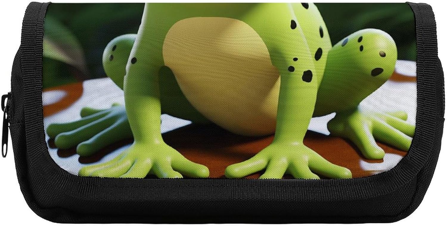 Pencil Pouch Cute Frog Pencil Case for Men Women Cosmetic Bag Aesthetic Pen Bag for Office Multifunctional Bags Marker Pen Case