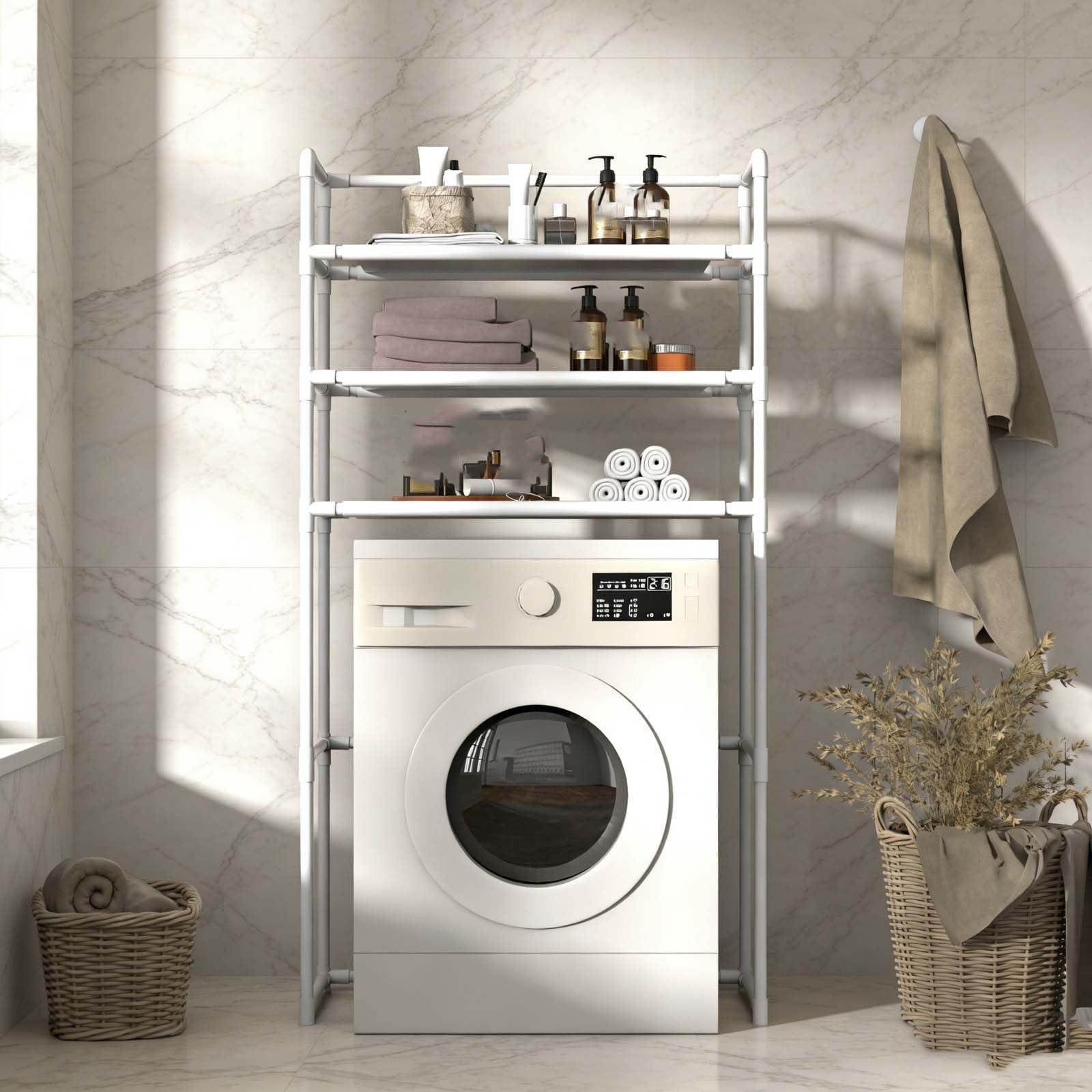 Unità Sto per lavatrice ed espandibile sopra il WC, per lavanderia pesante e versatile sopra la lavatrice, ripiano Sto (bianco)