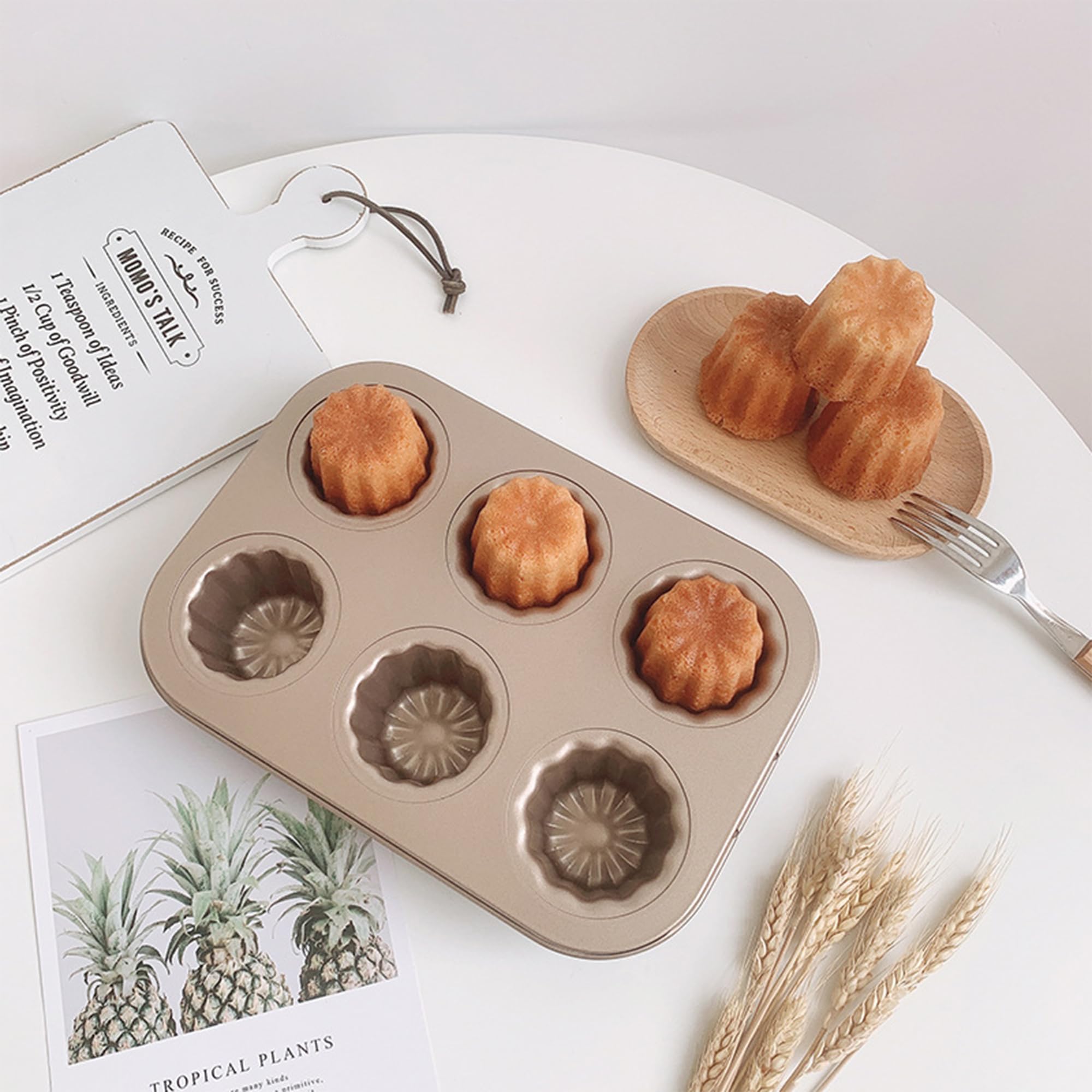 Lot De 2 Moules à Madeleines En Acier Carbone Anti-adhésif - 12 Cavités Dorées - Pour Four - 10