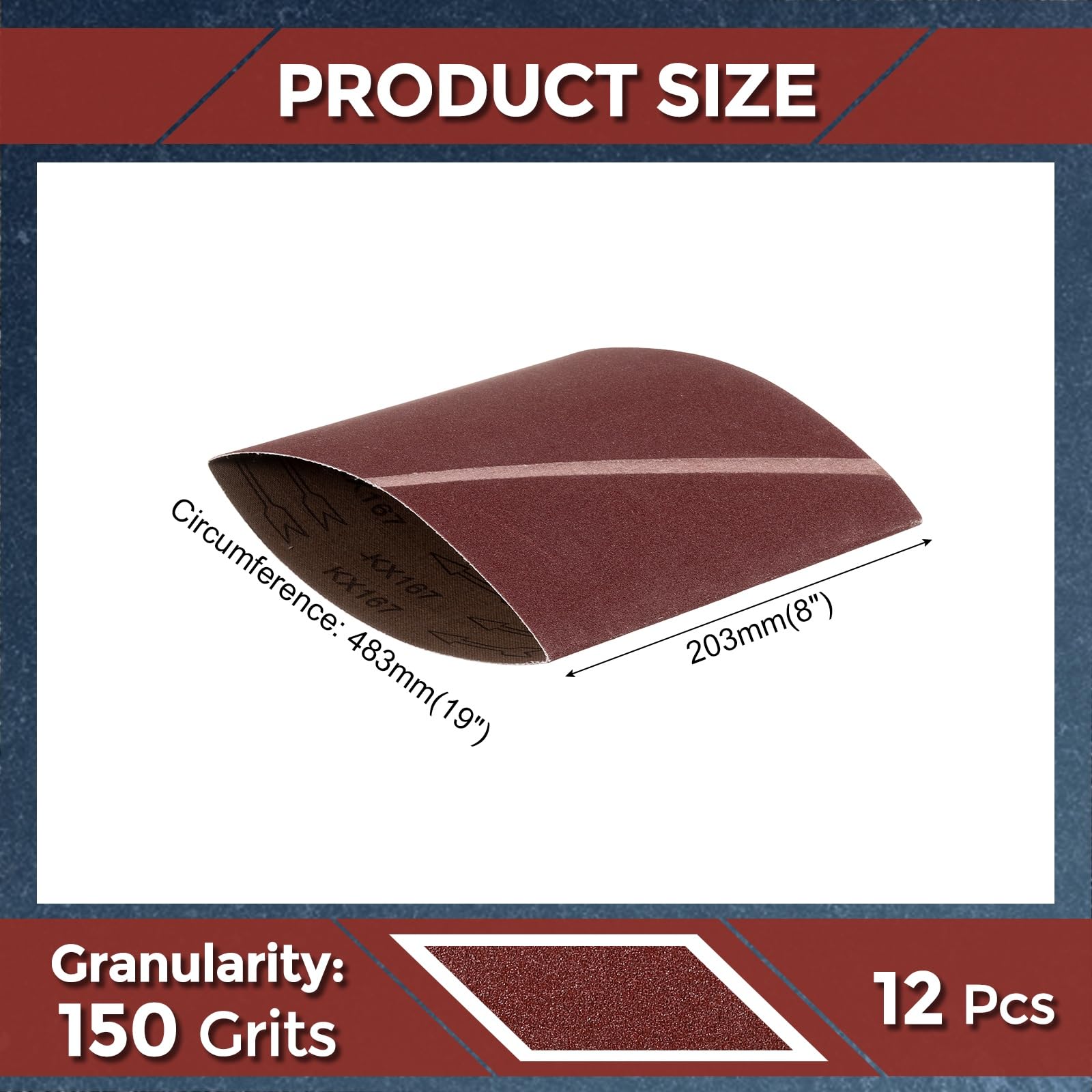 Kozelo 12 Pcs Sanding Belts 203mm x 483mm 150 Grit Aluminum Oxide Abrasive Sandpaper for Belt Sander Metal Grinding Wood Working Weld Rust Removal - Image 2