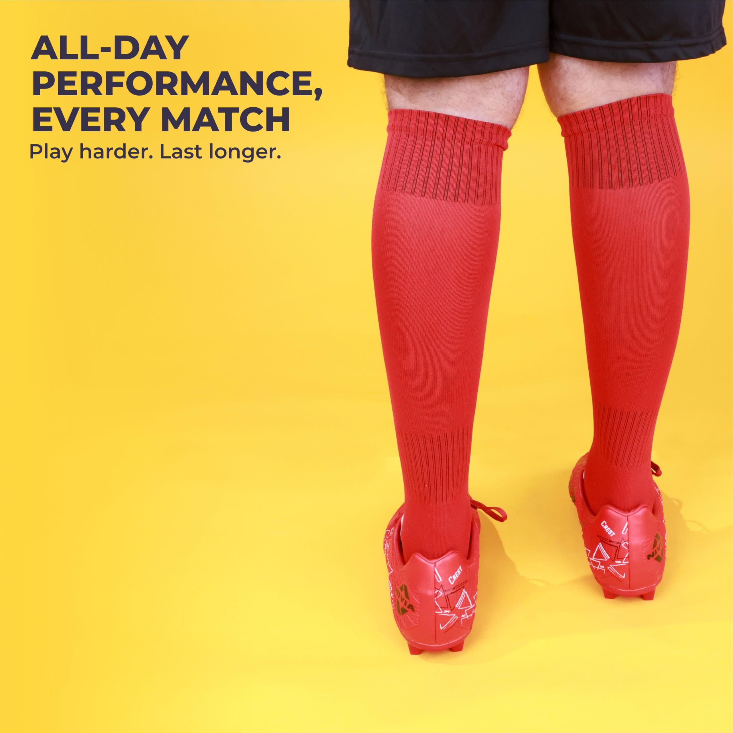Nivia Plain Encounter Football Stockings for Men & Women, Knee Length Stockings, Football Socks, Soccer Socks, (Red/Black) Size-L 2