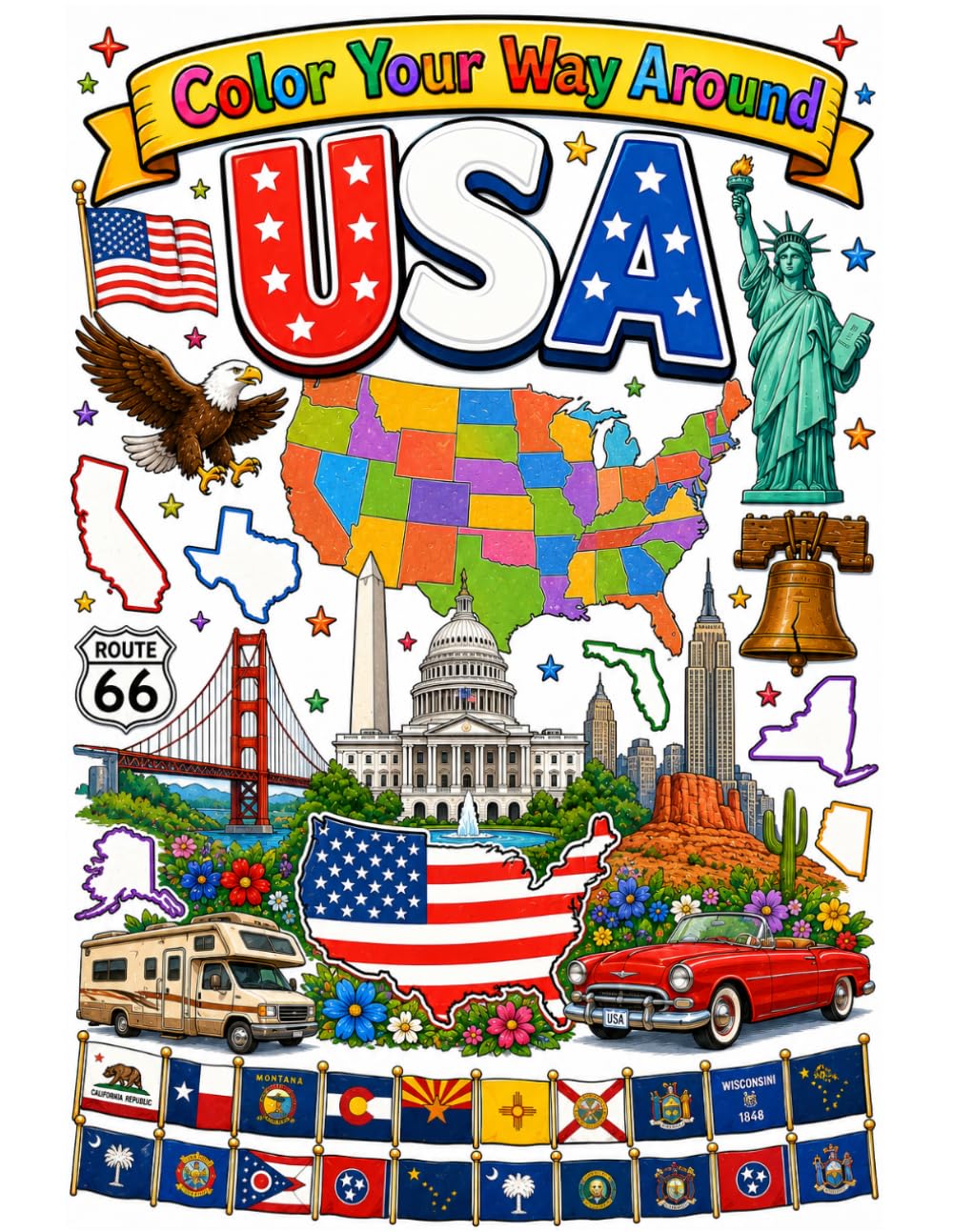 Color Your Way Around United States of America