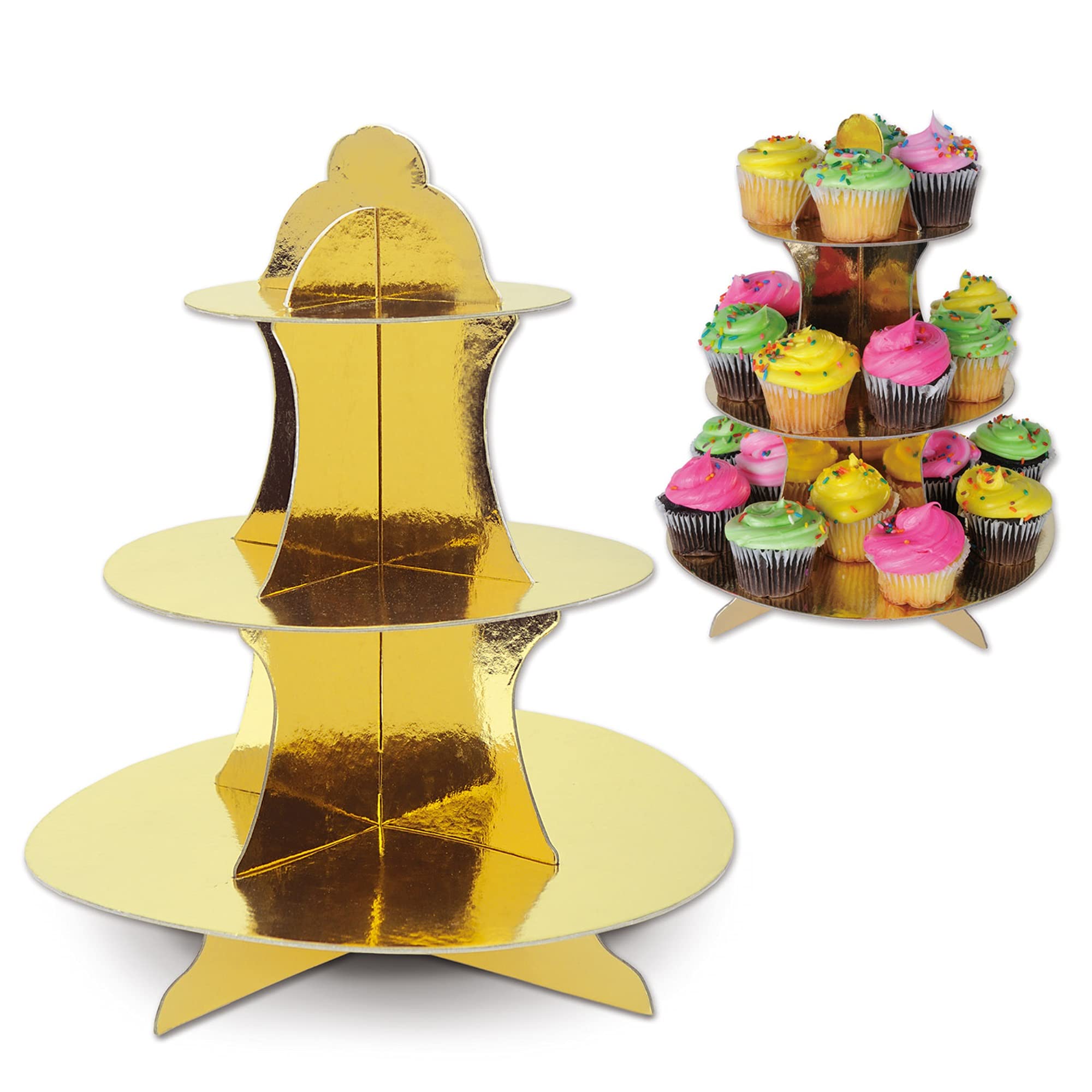 Étagère à cupcakes dorée 35 cm pour stabiliser et valoriser vos desserts