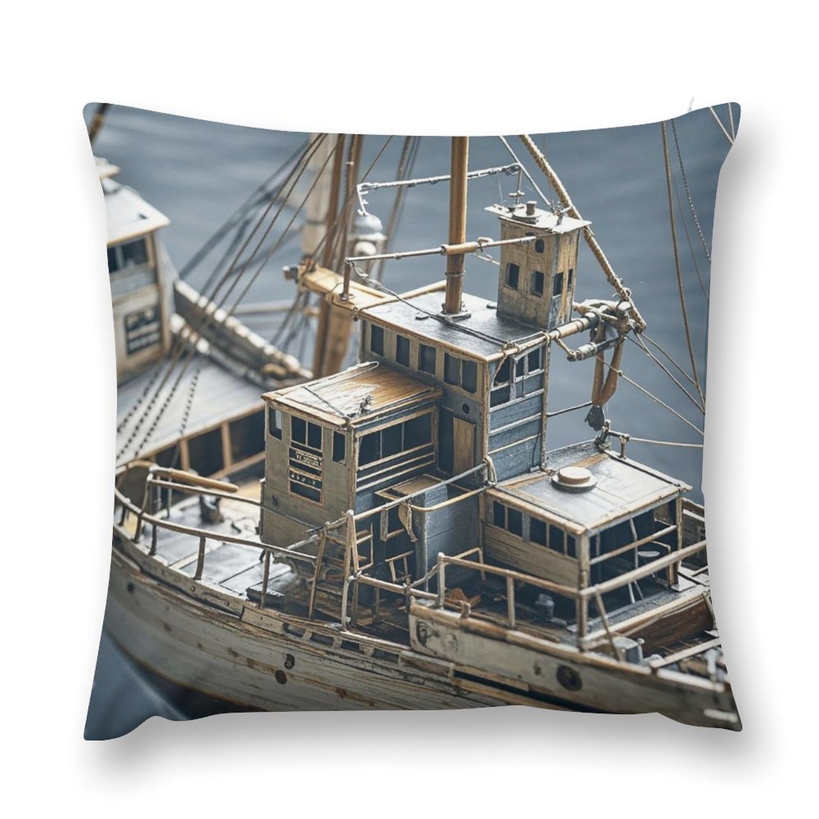 VstaDank Boat Throw Pillow Cover with Hidden Zipper Farmhouse Couch Pillow Cover Cozy Soft Short Plush Cushion Case Fashion Square Decorative Pillow Cover for Living Room