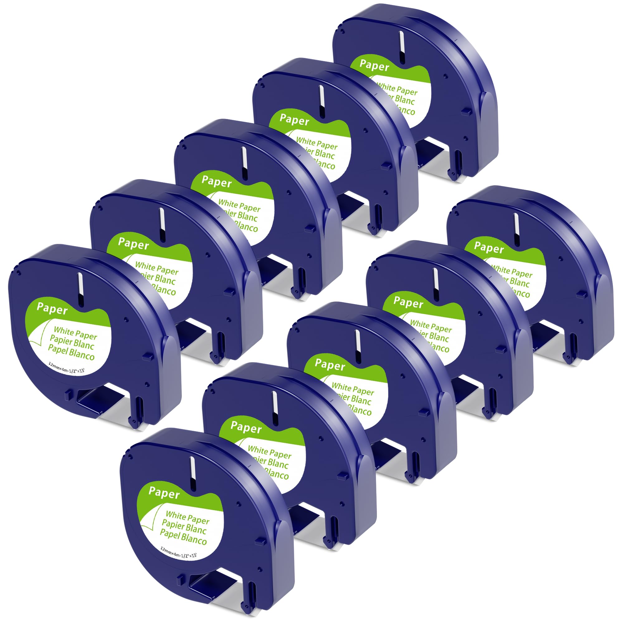 Wonfoucs Compatible Label Tape Replacement for DYMO LetraTag Refills 91330 10697 Self-Adhesive Paper 12mm x 4m- 1/2 x 13 White Tape for DYMO LetraTag