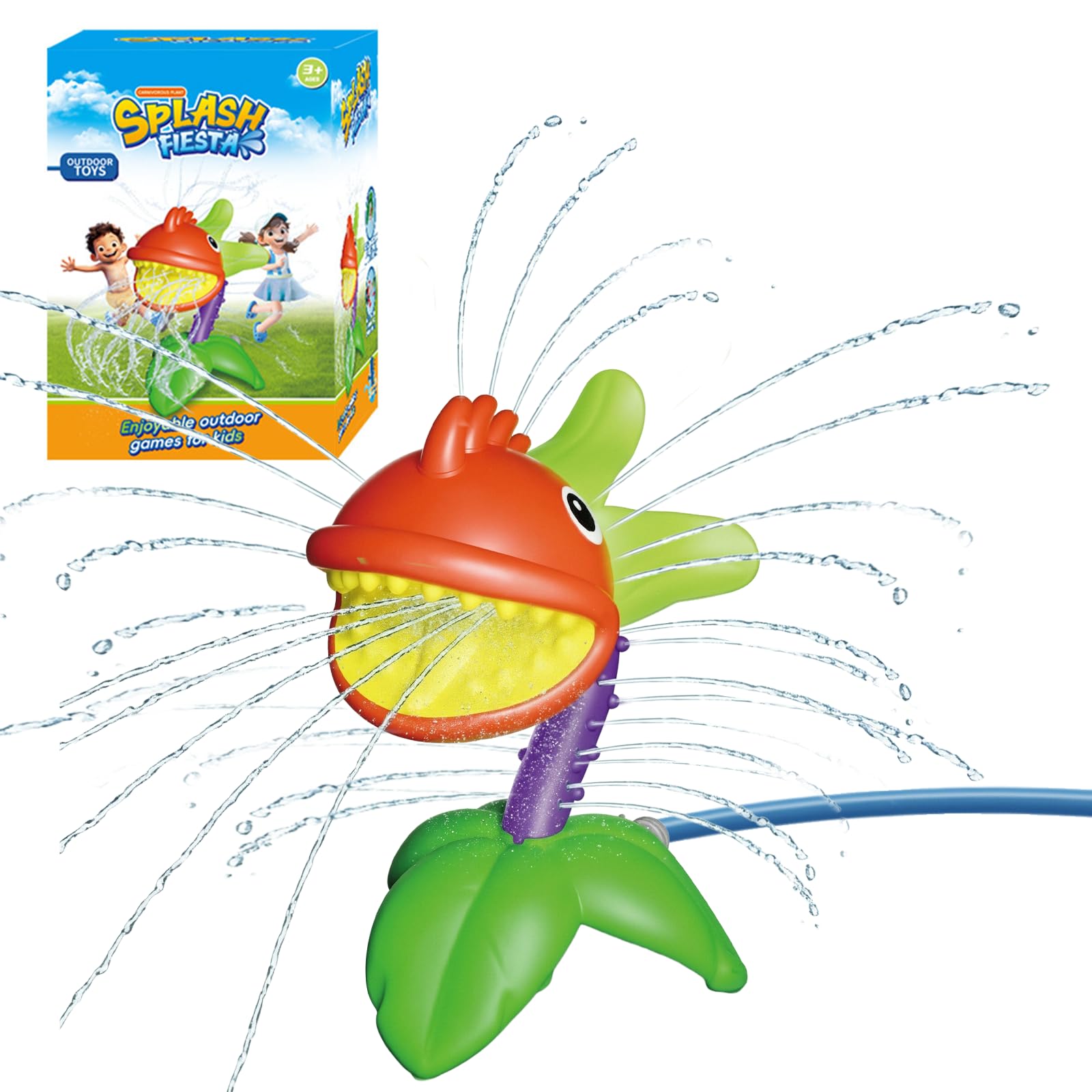 Water Sprinkler for Kids, Fire Hydrant Water Toy Hose Sprinkler Garden Spinning Sprinkler for Kids, Summer Outdoor Sprinkler Toys for Boy/Girls Gift 3-10 Years Old, with Storage Bag (Beast Flower)