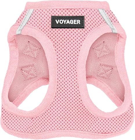 Best Pet Supplies Voyager Step-in Air Harness - All Weather Mesh, Reflective, No Pull Harness for Dogs, Cats - Secure with Hook & Loop Fastener, Buckle, Double D-Rings - Pink, S