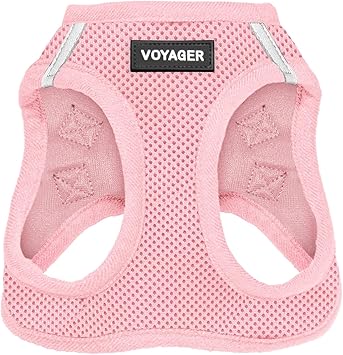 Best Pet Supplies Voyager Step-in Air Harness - All Weather Mesh, Reflective, No Pull Harness for Dogs, Cats - Secure with Hook & Loop Fastener, Buckle, Double D-Rings - Pink, S