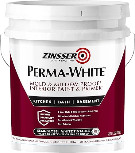 Miniatura 5 de Zinsser 2770 PERMA-WHITE - Pintura interior a prueba de moho y moho, 5 galones, color blanco cáscara de huevo