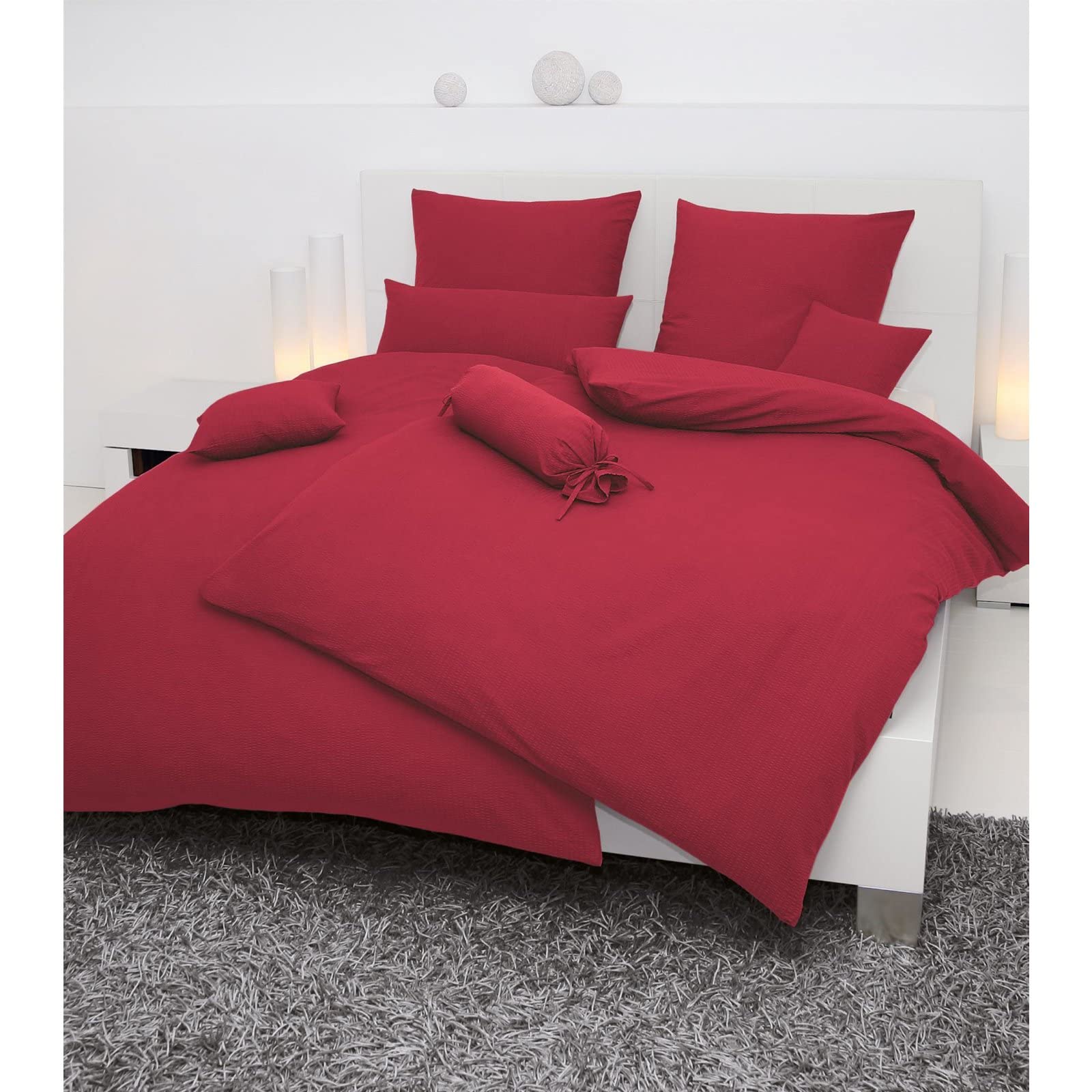 Janine Biancheria da Letto Piano 0125, FB. 81 Borgogna, MAKO della Biancheria, 100% Cotone, 81 Burgund, 155 x 220 cm