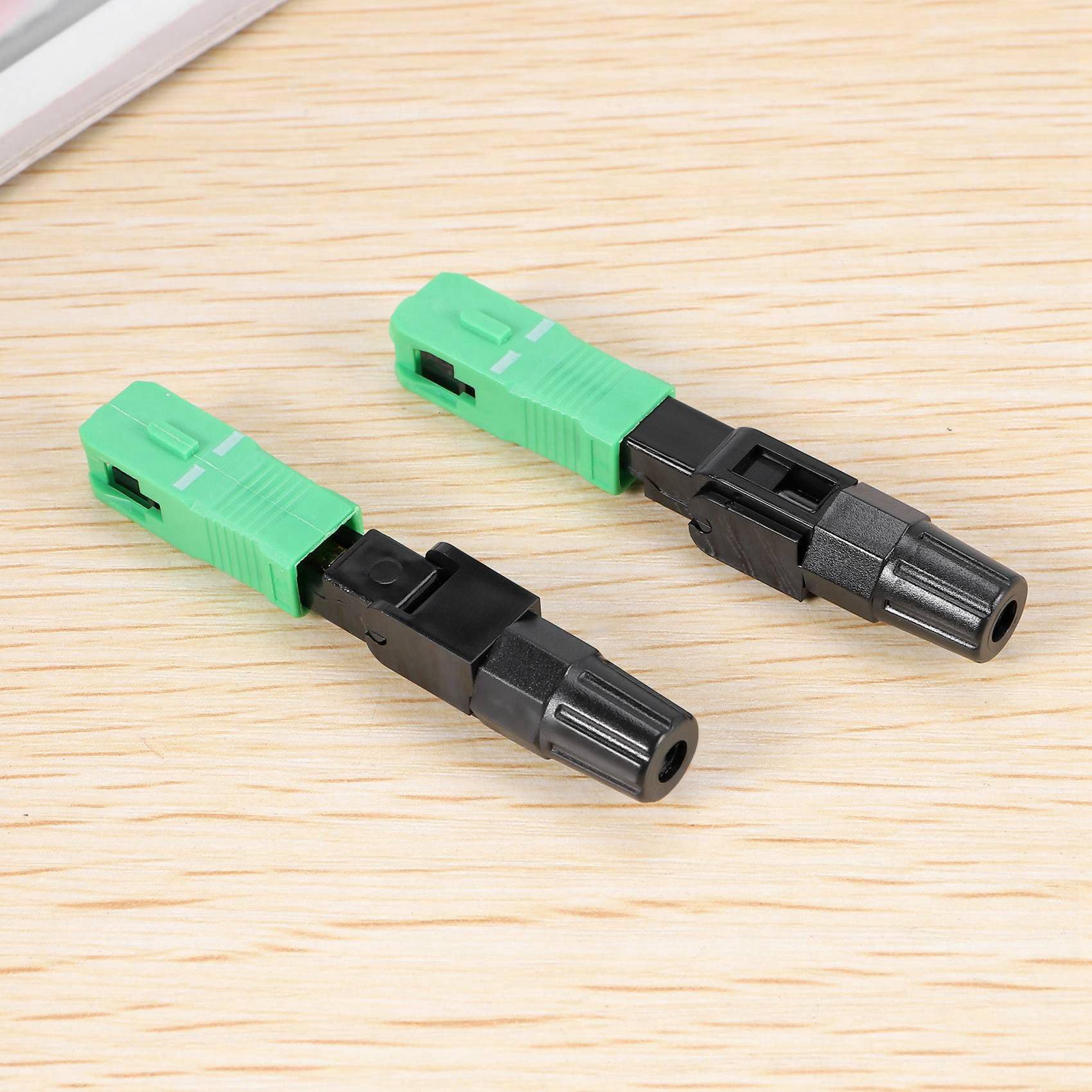 100 Pièces Séries Connecteur de Fibre Optique SC/Intégré Connecteur de Fibre Optique de Composant Monomode Intégré-Noir + Vert
