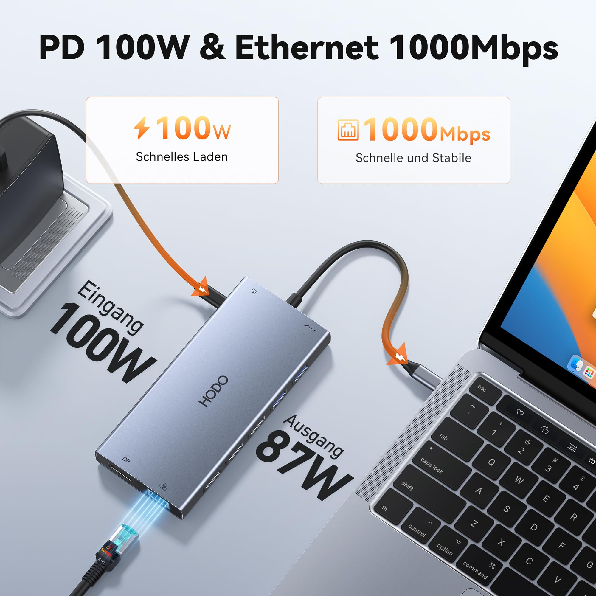 Dockingstation Laptop 15 in 1 USB C Hub Triple Display 8K HDMI DisplayPort Ethernet PD 5USB SD TF Audio