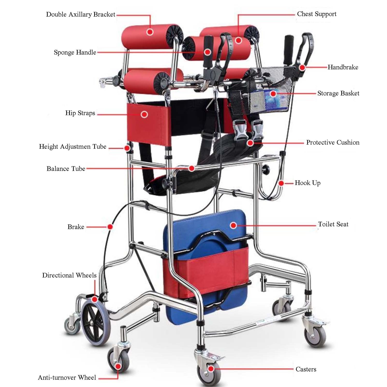 YSUEFIJO Deambulatore per Anziani 8 Ruote, Rollator in Alluminio Pieghevole, Deambulatore con Seduta, capacità di Carico Fino a 150 kg, Deambulatore per Casa, Girello per Anziani