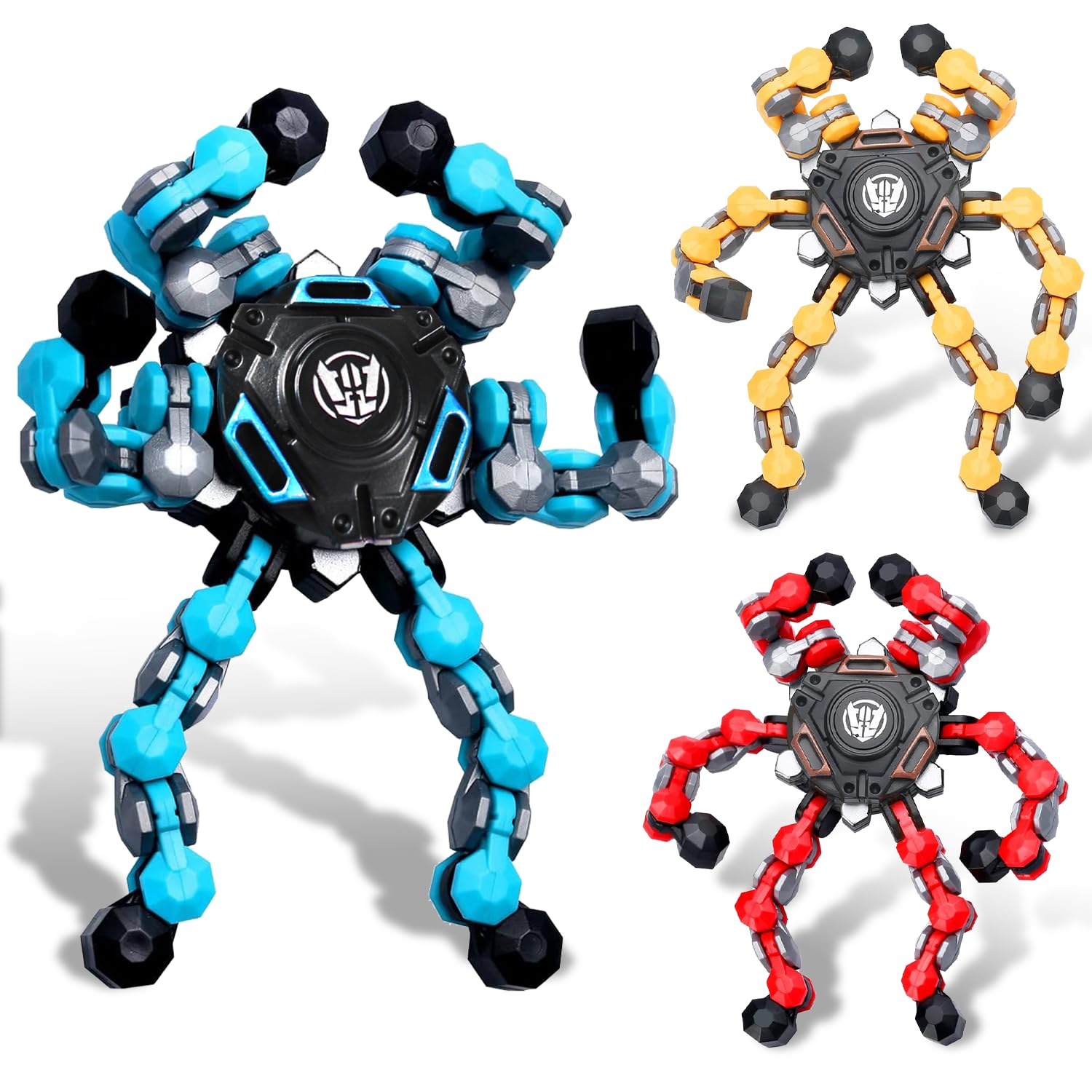 3pcs Transformable Fidget Spinner Toy, Hand Finger Spinner Creative Fingertip Mechanical Gyro for Kids Adults, Funny DIY Fingertip Spin Top Toys, All Ages Sensory Fidget Toys