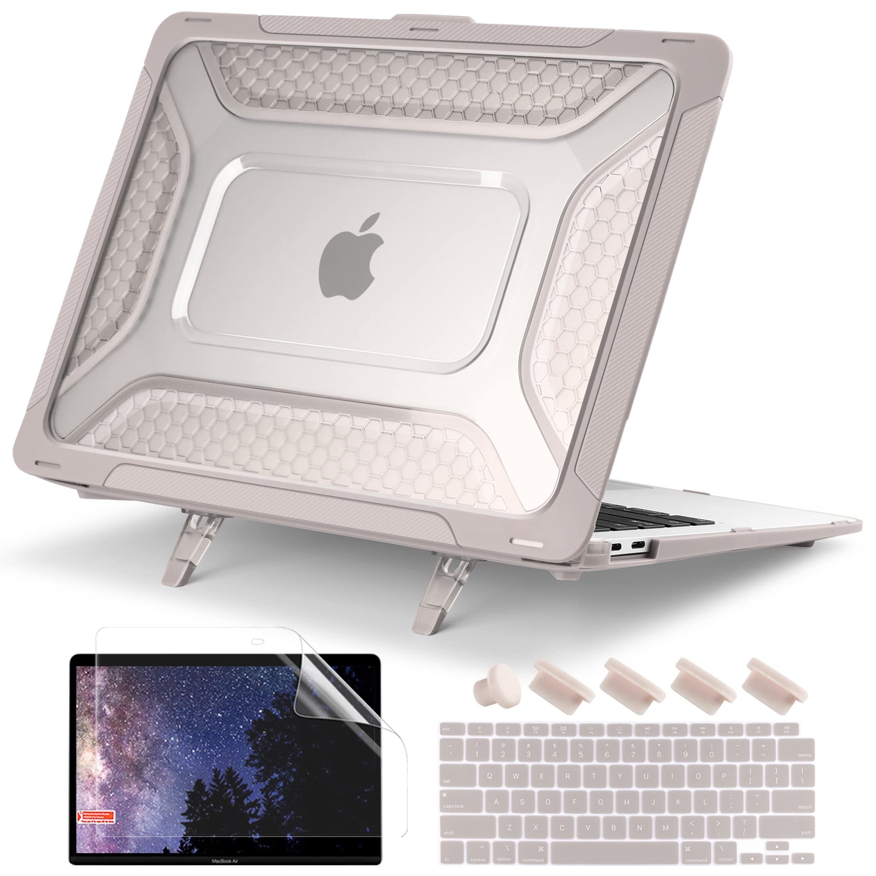 Batianda HexArmor Case for MacBook Air 13 Inch 2018-2020,Rock Grey