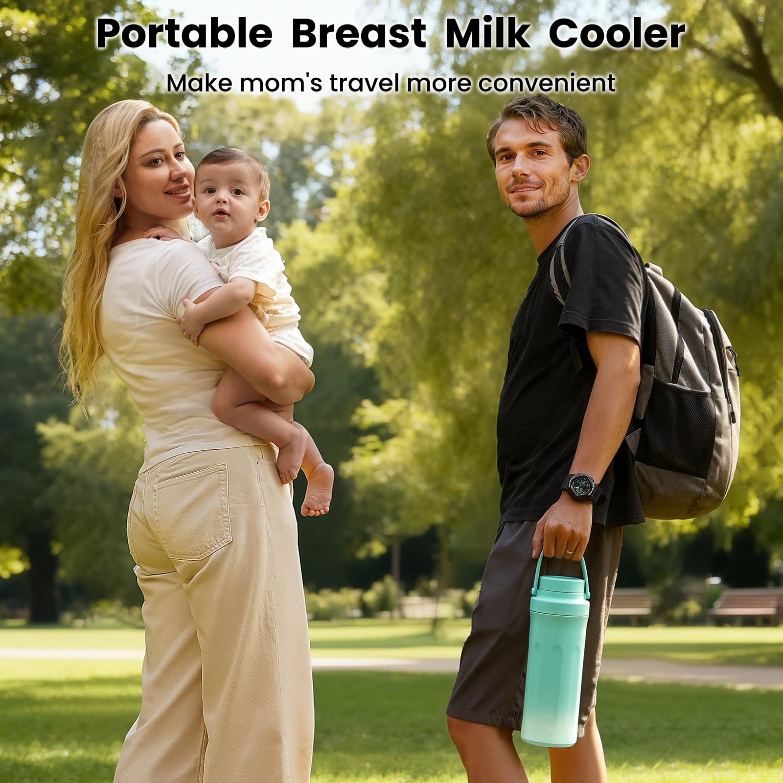 Refroidisseur de lait maternel portable de 650 ml pour le travail et les voyages, refroidisseur de lait maternel avec refroidissement total à 360° pendant 24 heures et double biberon étanche