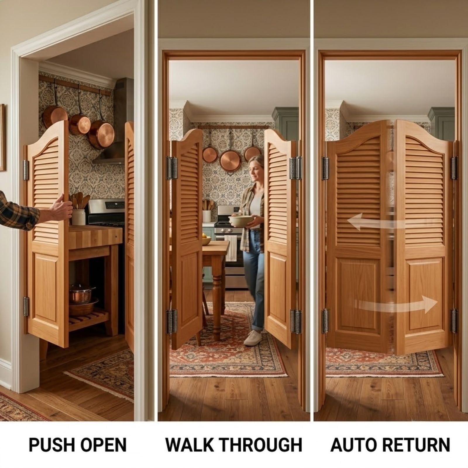 Porte Saloon Battante en Bois Massif - Double Vantail pour Bar & Maison | Porte intérieure décorative idéale pour séparation de pièce. Charnières renforcées, fermeture automatique