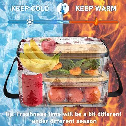 Miniatura 6 de Bolsa de almuerzo aislada con textura de árbol de Navidad para mujeres, reutilizable, bolsa cuadrada de comida para adultos y hombres, lonchera más