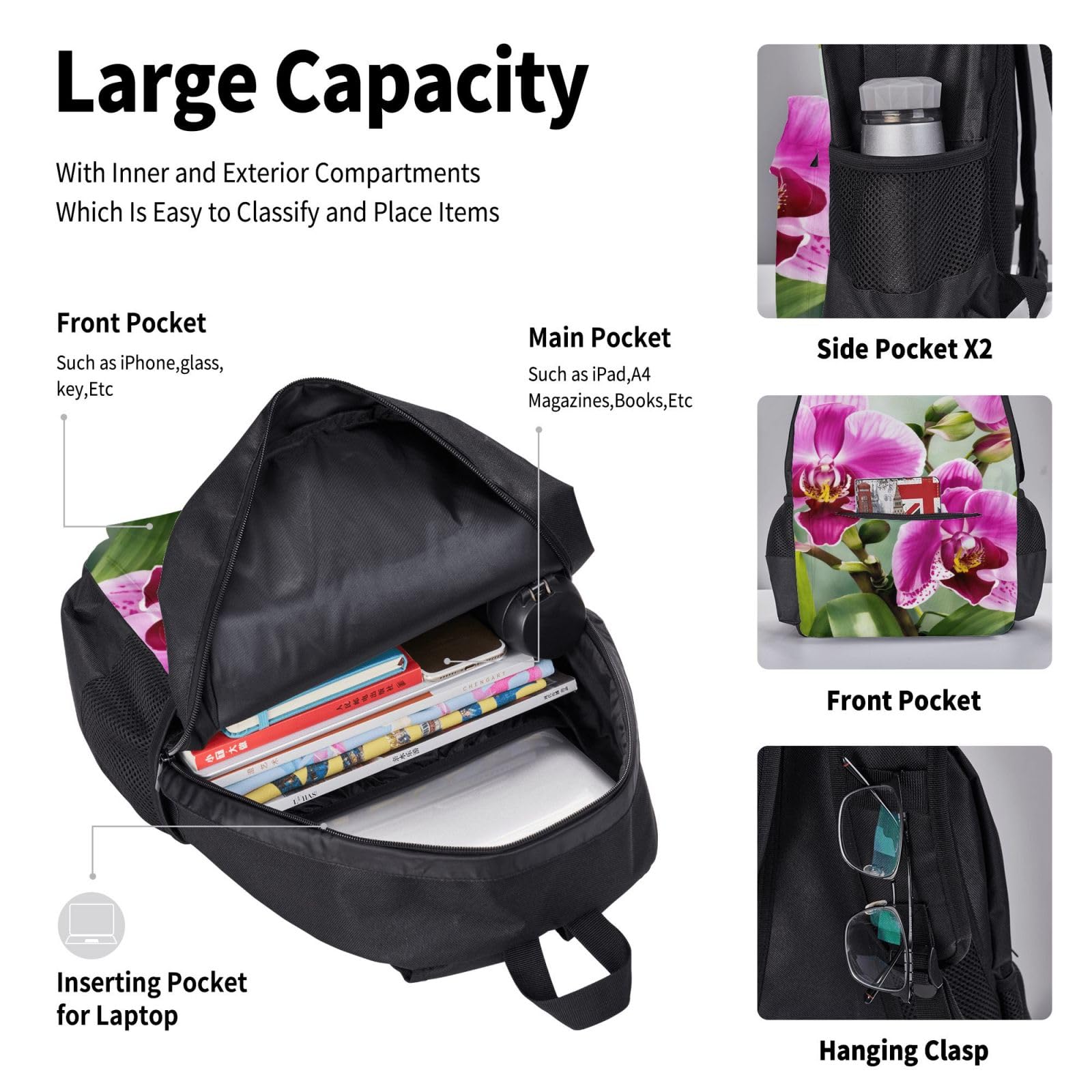 Zaino, borsa portapranzo, astuccio, set da 3 pezzi, per lavoro e