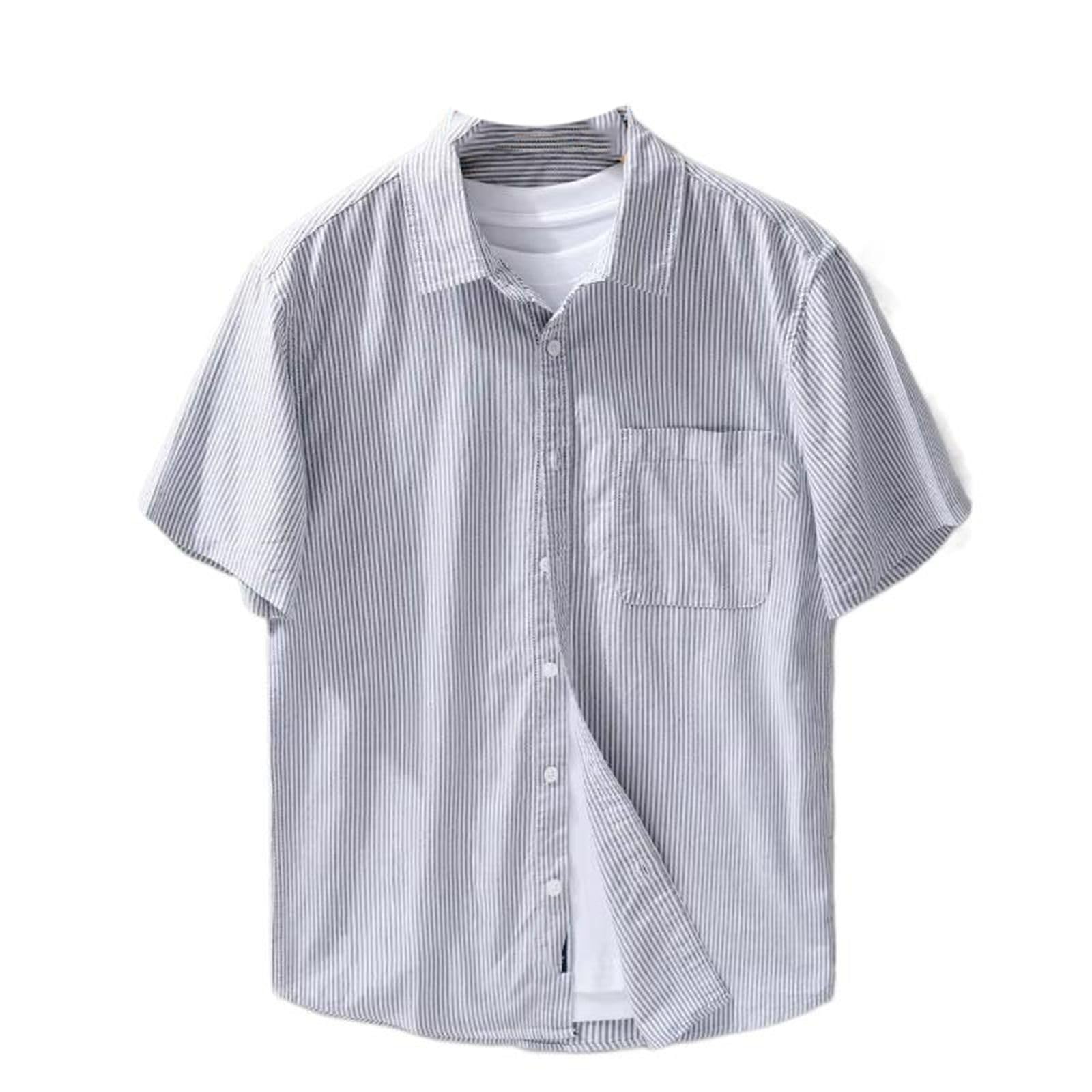 Camicetta da Uomo Morbida Leggera abbottonata a Righe, Top Casual Streetwear Estivo