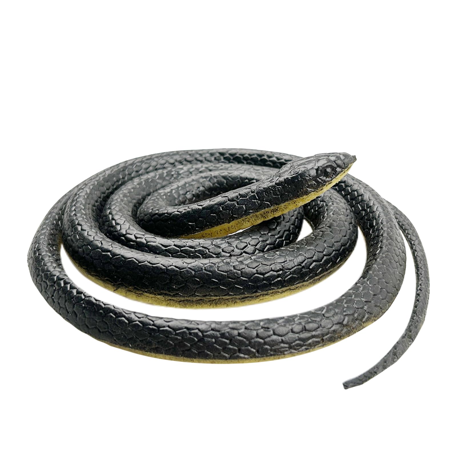 MorofmeMorofme Realistic Rubber Snakes Fake Snake Toys Black Mamba Snakes Figurine to Keep Birds Away 51'Long Plastic Snake Prank Props Cobra for Halloween Garden Apri Fool's Day