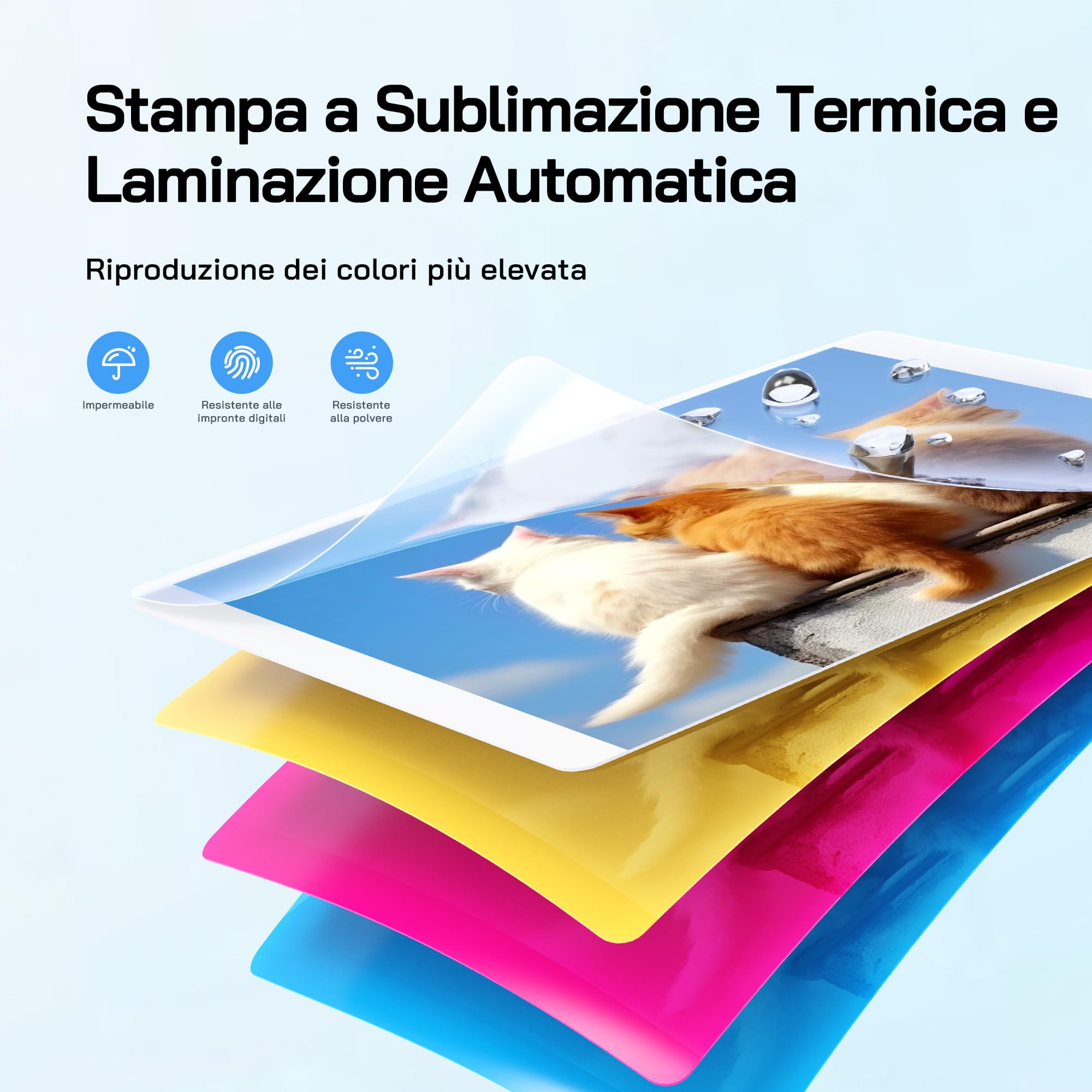 WOLFANG Stampante fotografica, stampante fotografica istantanea con 54 fogli (4"x6"), supporta la connessione WiFi, app di fotoritocco creativo, per smartphone iOS/Android