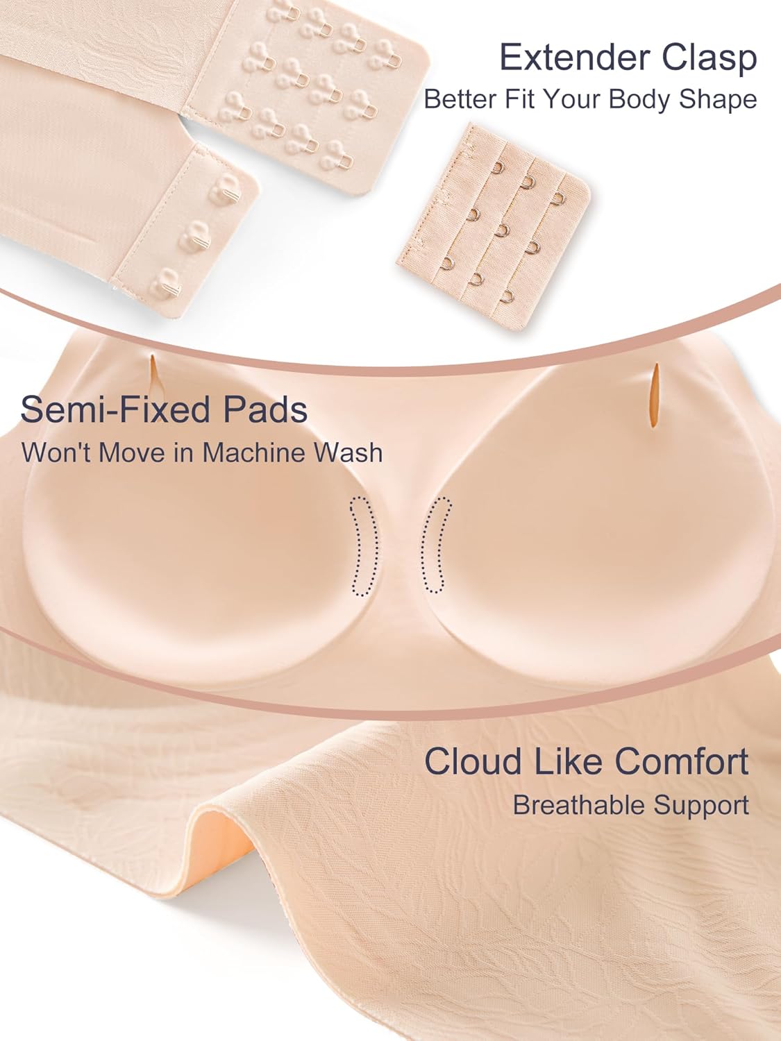 Bras for Women No Underwire, Full Coverage Seamless Comfortable Bralette with Support and Lift, Wireless Padded Bra - Image 5