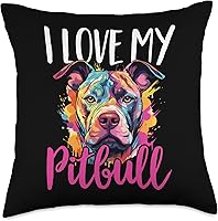 Vista 1 de PITBULL DOG OWNER Design - Store Pittie-I Love My Pitbull - Almohada (18 x 18 pulgadas), multicolor