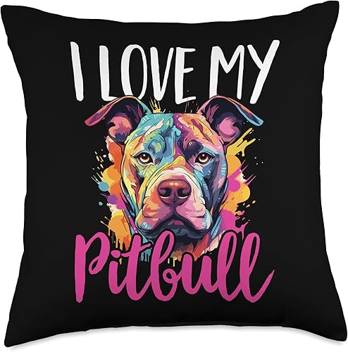 PITBULL DOG OWNER Design - Store Pittie-I Love My Pitbull - Almohada (18 x 18 pulgadas), multicolor