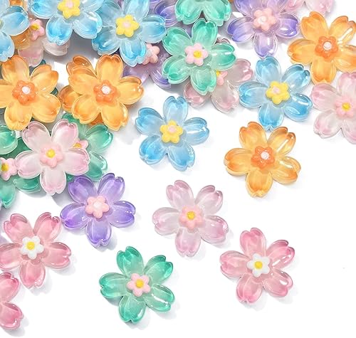 Miniatura 8 de DanLingJewelry 60 cabujones de flores de cerezo de 6 colores para hacer joyas y manualidades