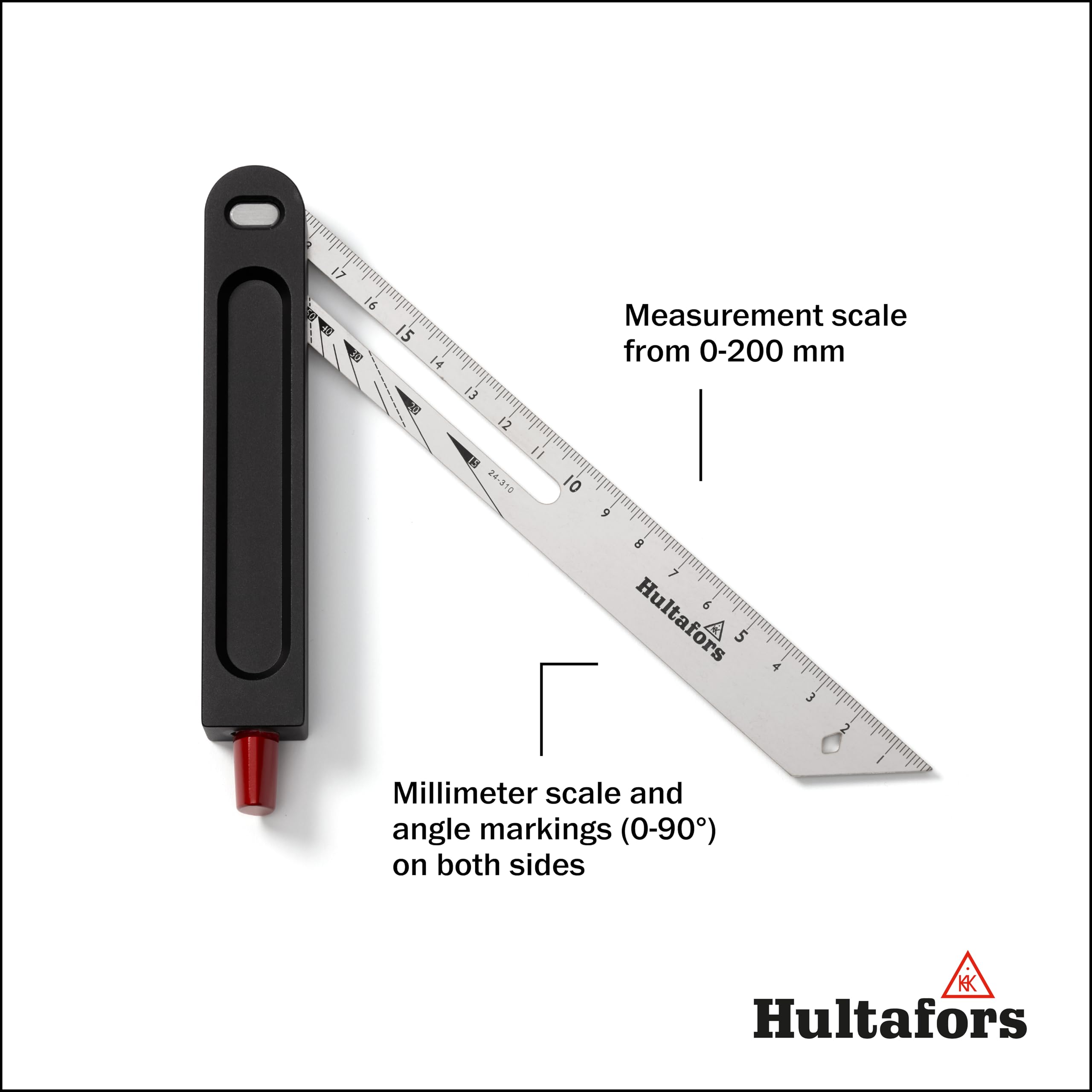 Hultafors Winkelschmiege 200mm für Innen- und Außenwinkel I I Made in EU I Extrem präzise Winkel übertragen I Verstellbare Schmiege mit Feststellfunktion aus eloxiertem Aluminium I 256013