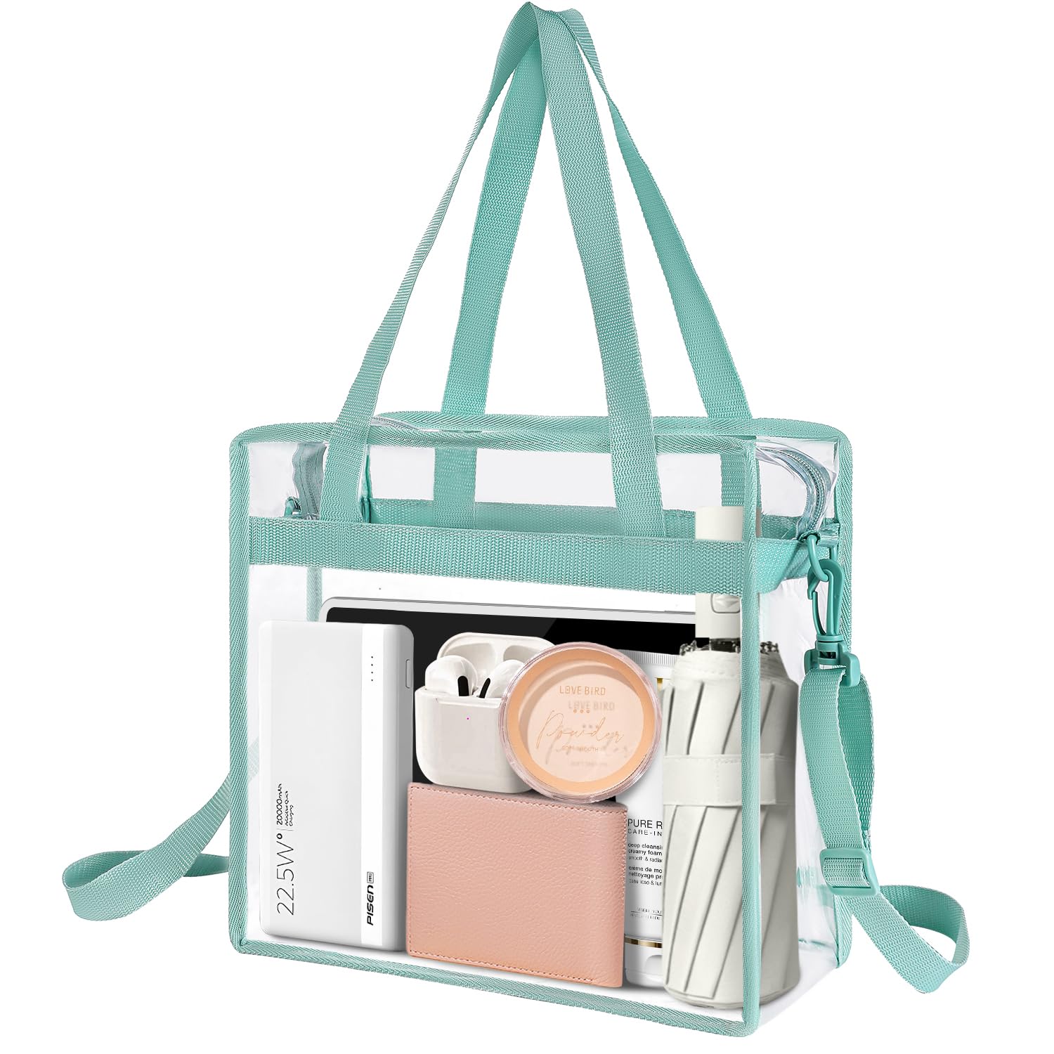 BAGAIL Clear Bags 12x6x12 Stadium Approved Clear Tote Bag with Zipper Closure Crossbody Shoulder Bag with Adjustable Strap — view 14