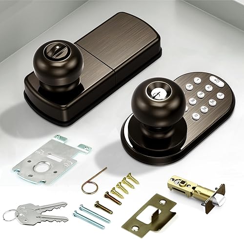 Miniatura 6 de Cerradura de perilla de puerta con teclado de entrada sin llave, cerradura digital inteligente electrónica mejorada para puertas delanteras,